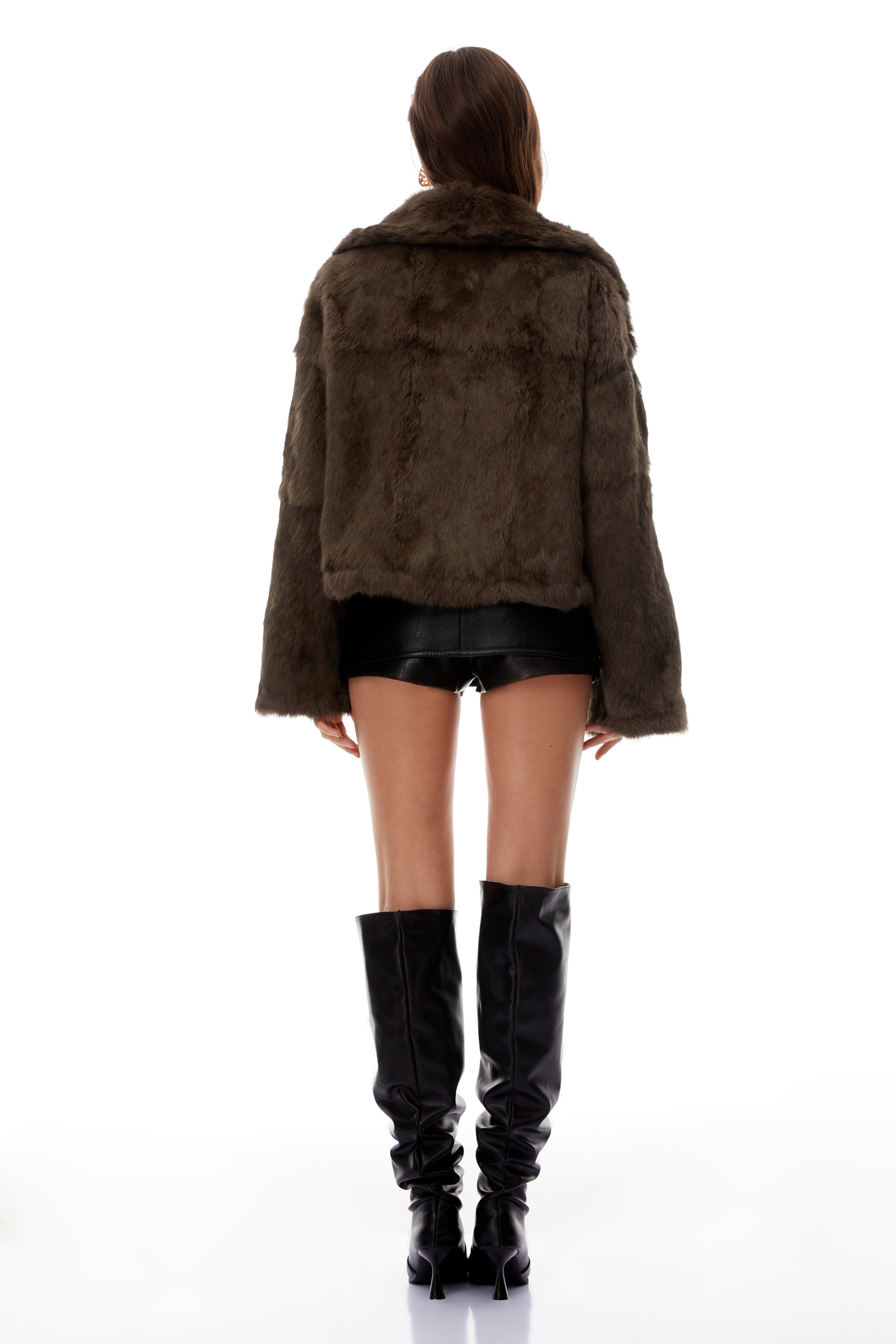 Nevaeh Khaki Fur Trim Coat
