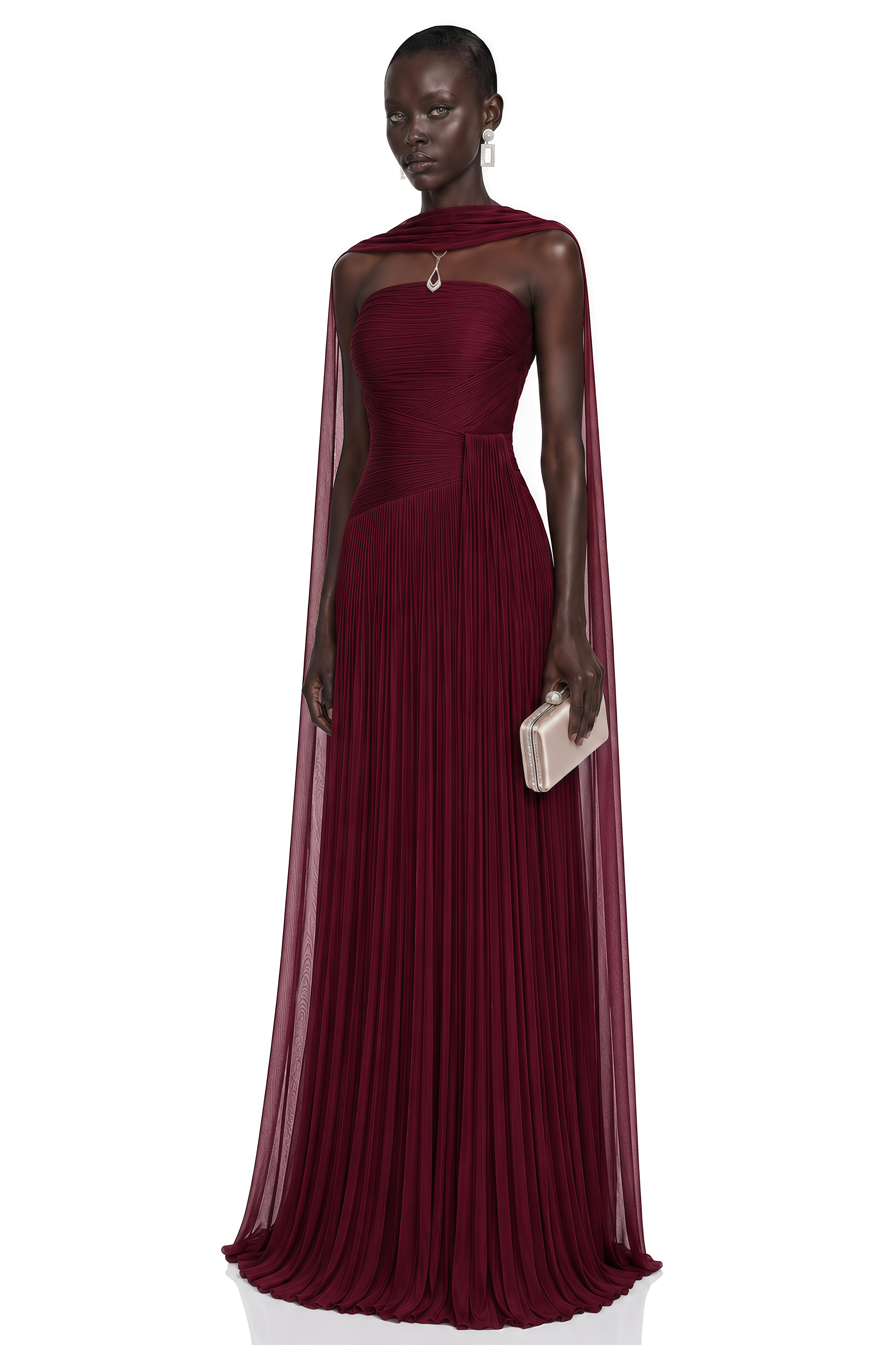 Niamh Red Cross Front Ruched Maxi Dress