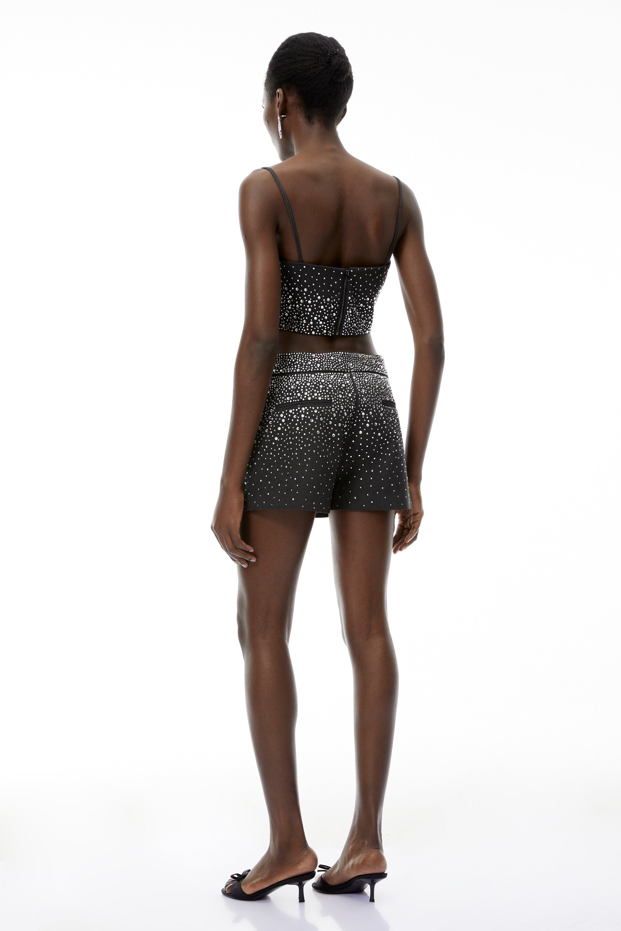 Nicola Grey Fully Embellished Shorts