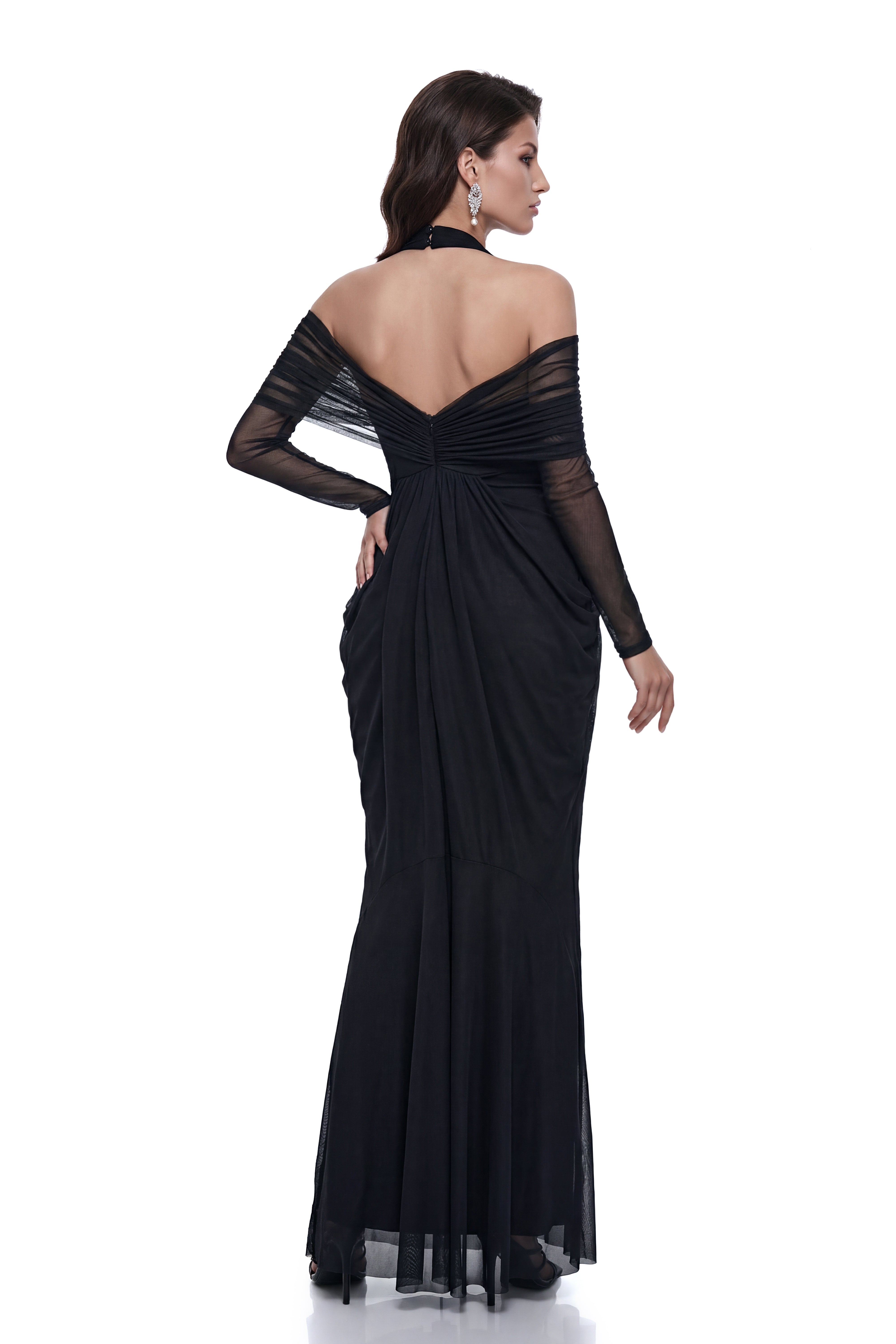 Nora Black Halterneck Cold Shoulder Maxi Dress