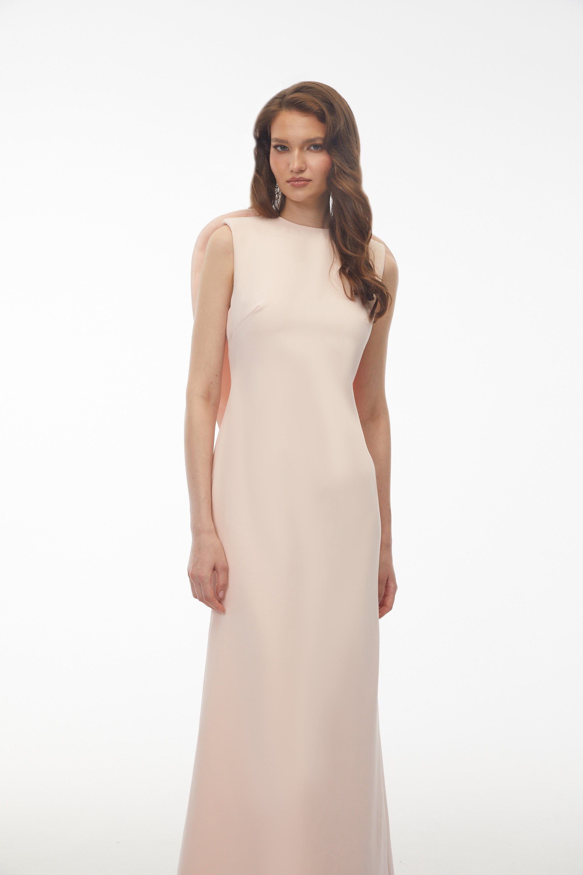 Nova Blush Pink Backless Maxi Dress with Flounce