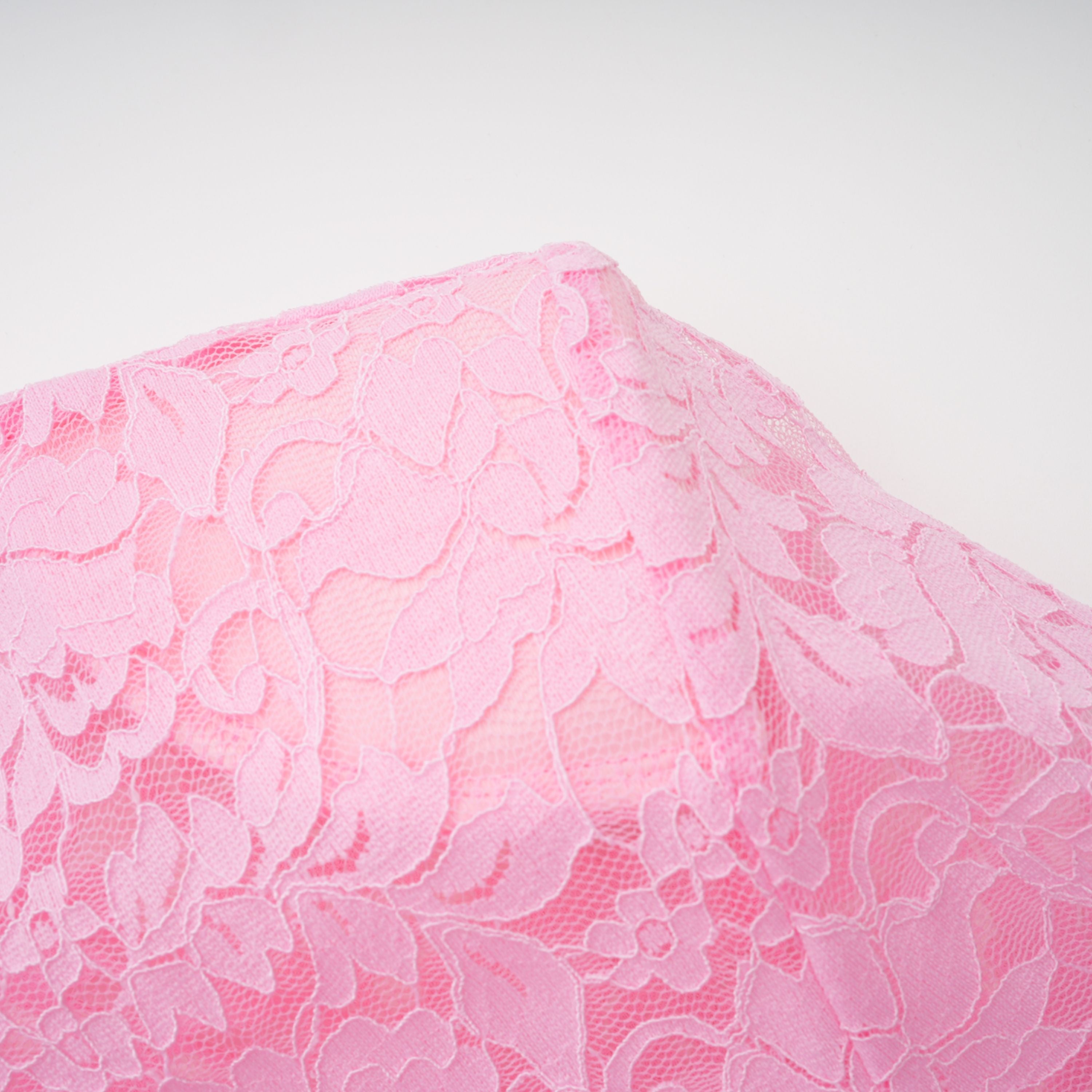 Nuria Pink Ribbon Detail Floral Lace Midi Dress (Final Sale-US Only)