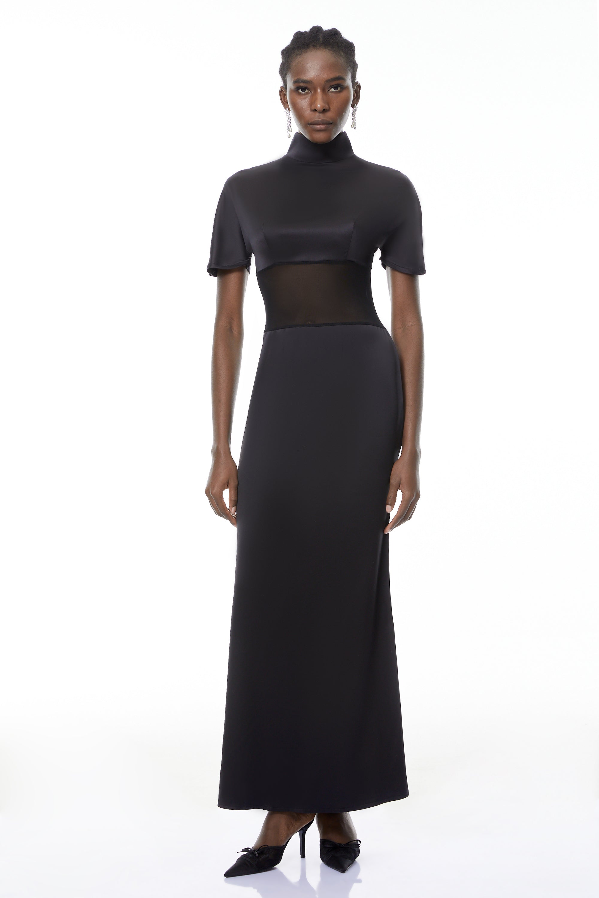 Odelia Black High Neck Sheer Maxi Dress (Final Sale)