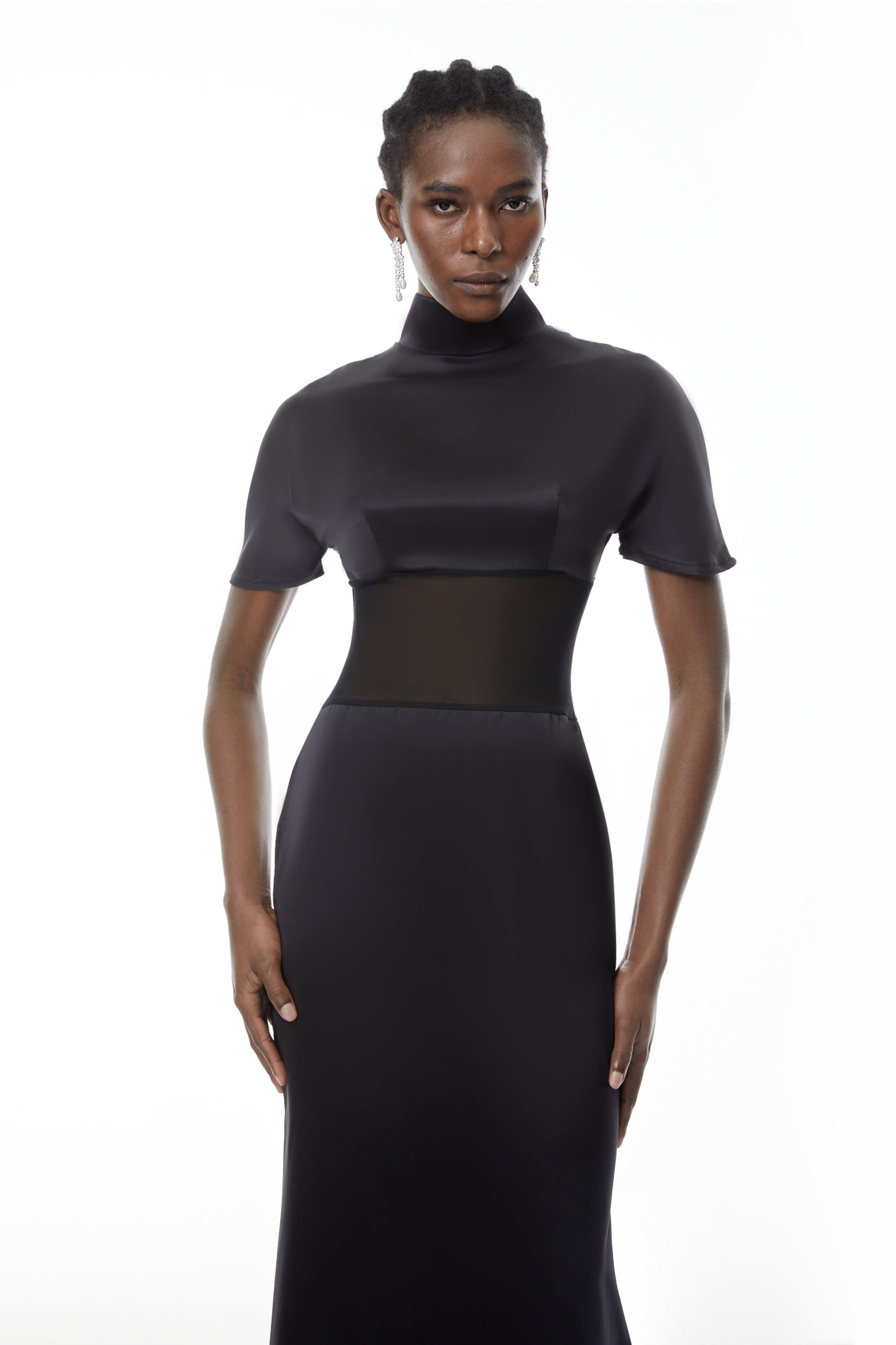 Odelia Black High Neck Sheer Maxi Dress (Final Sale)