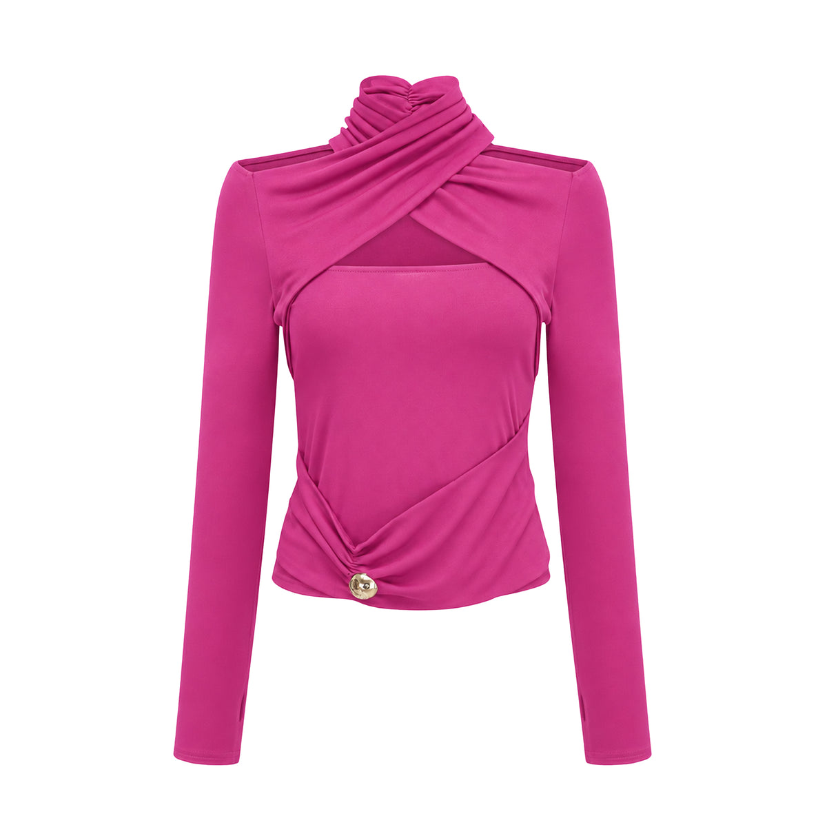 odette fuchsia ruched stretch-jersey top