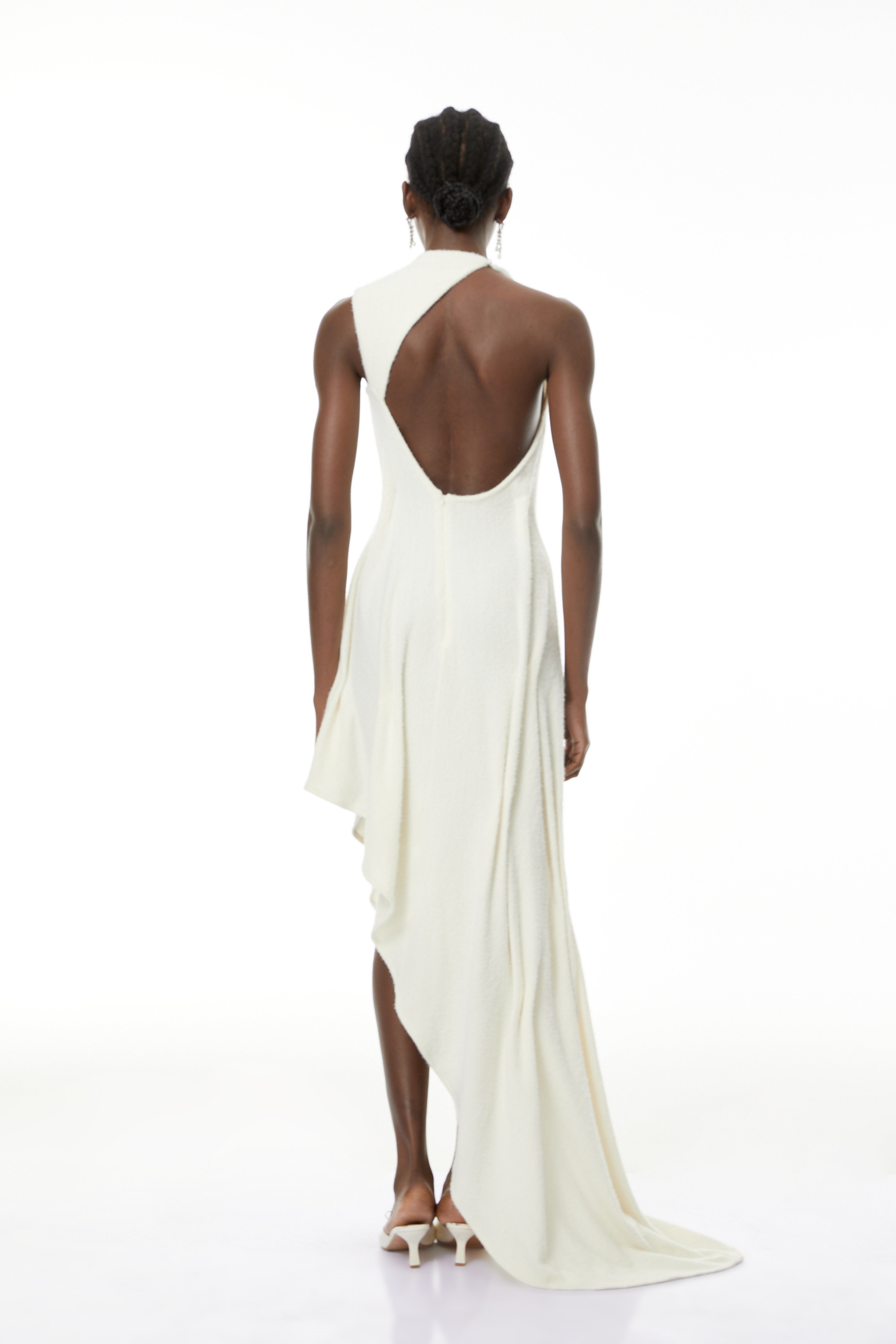 Oleander White Textured Asymmetrical Maxi Dress (Final Sale)