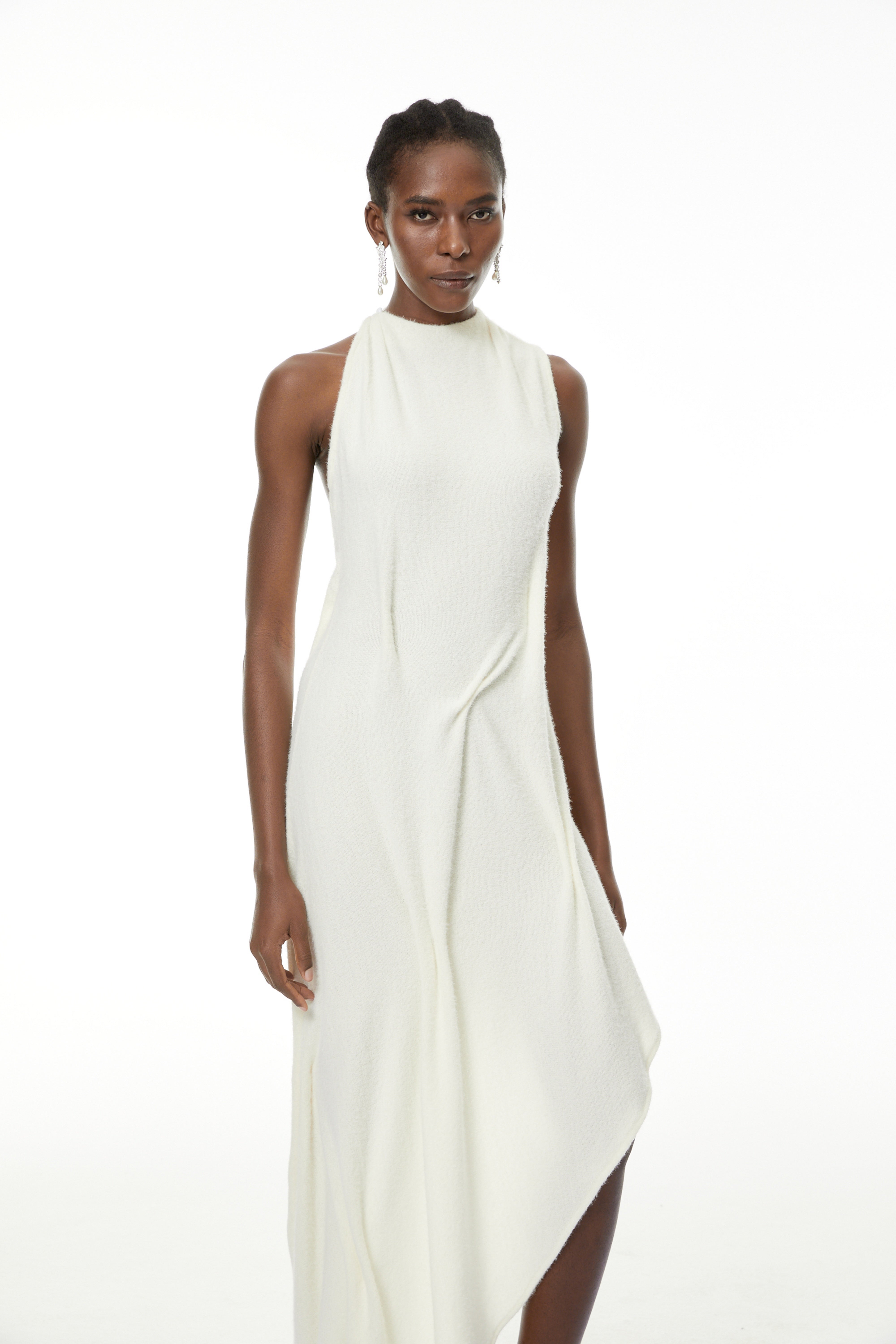 Oleander White Textured Asymmetrical Maxi Dress (Final Sale-US Only)