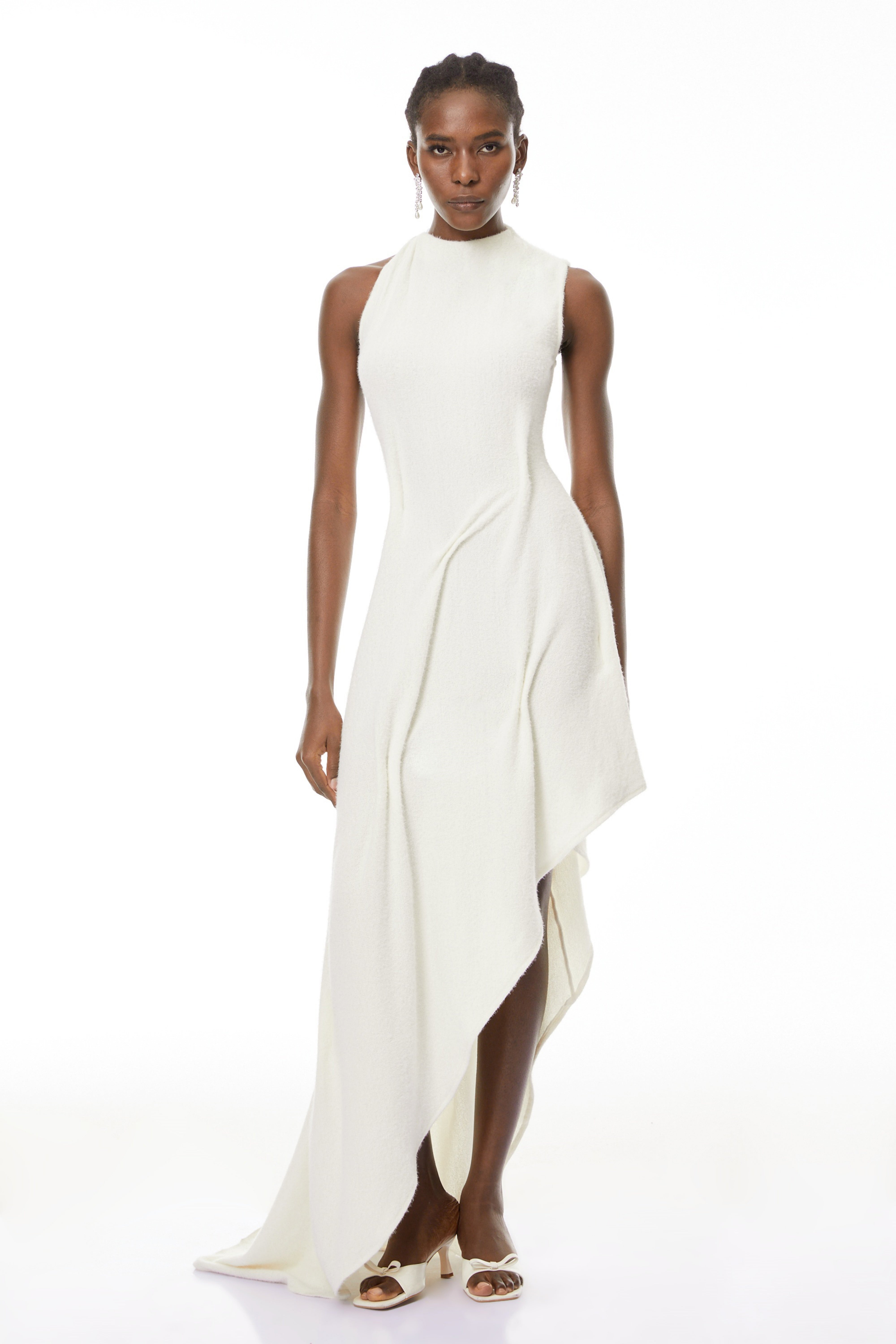 Oleander White Textured Asymmetrical Maxi Dress (Final Sale-US Only)