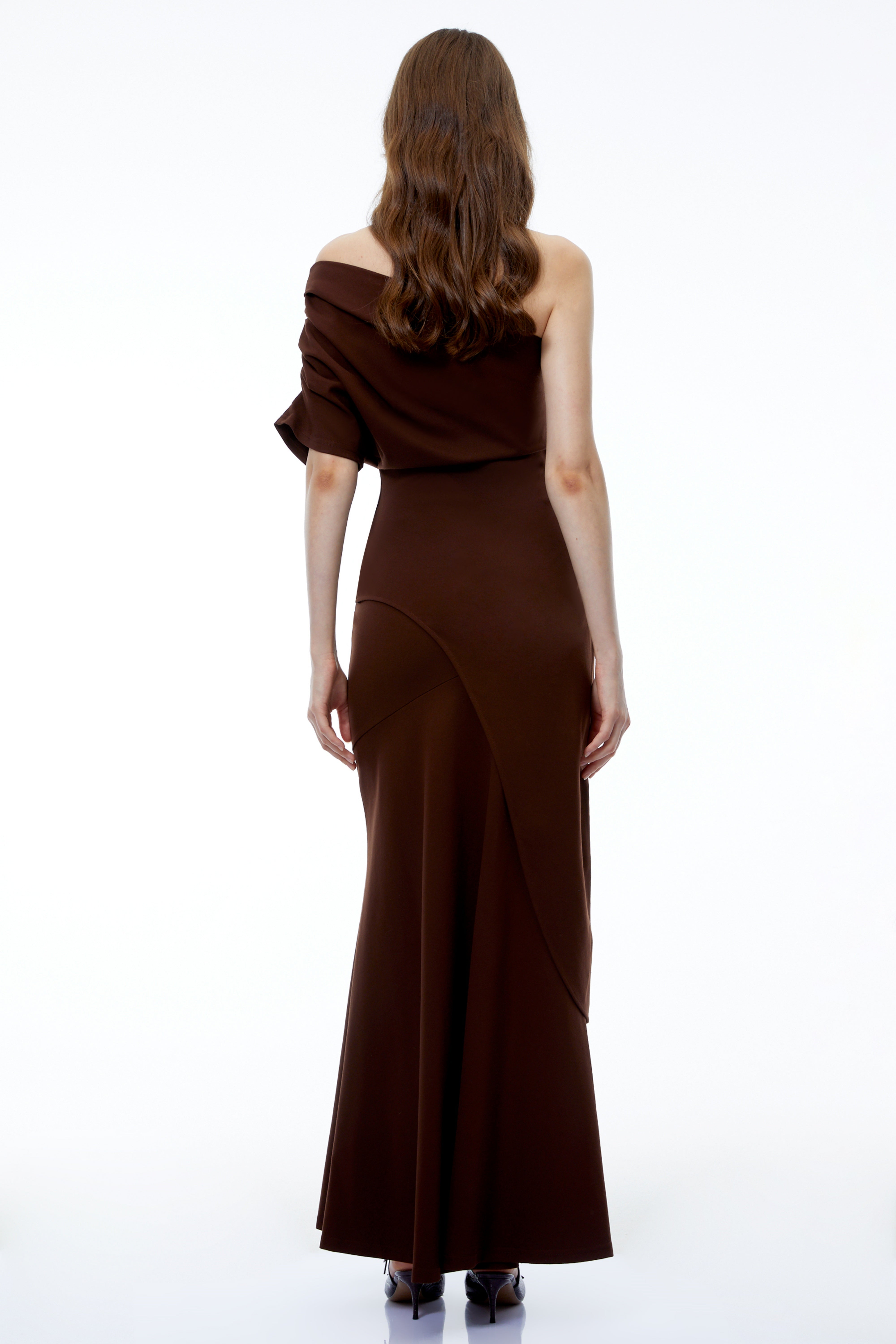Ophelia Chocolate Brown Off Shoulder Top & Skirt Set