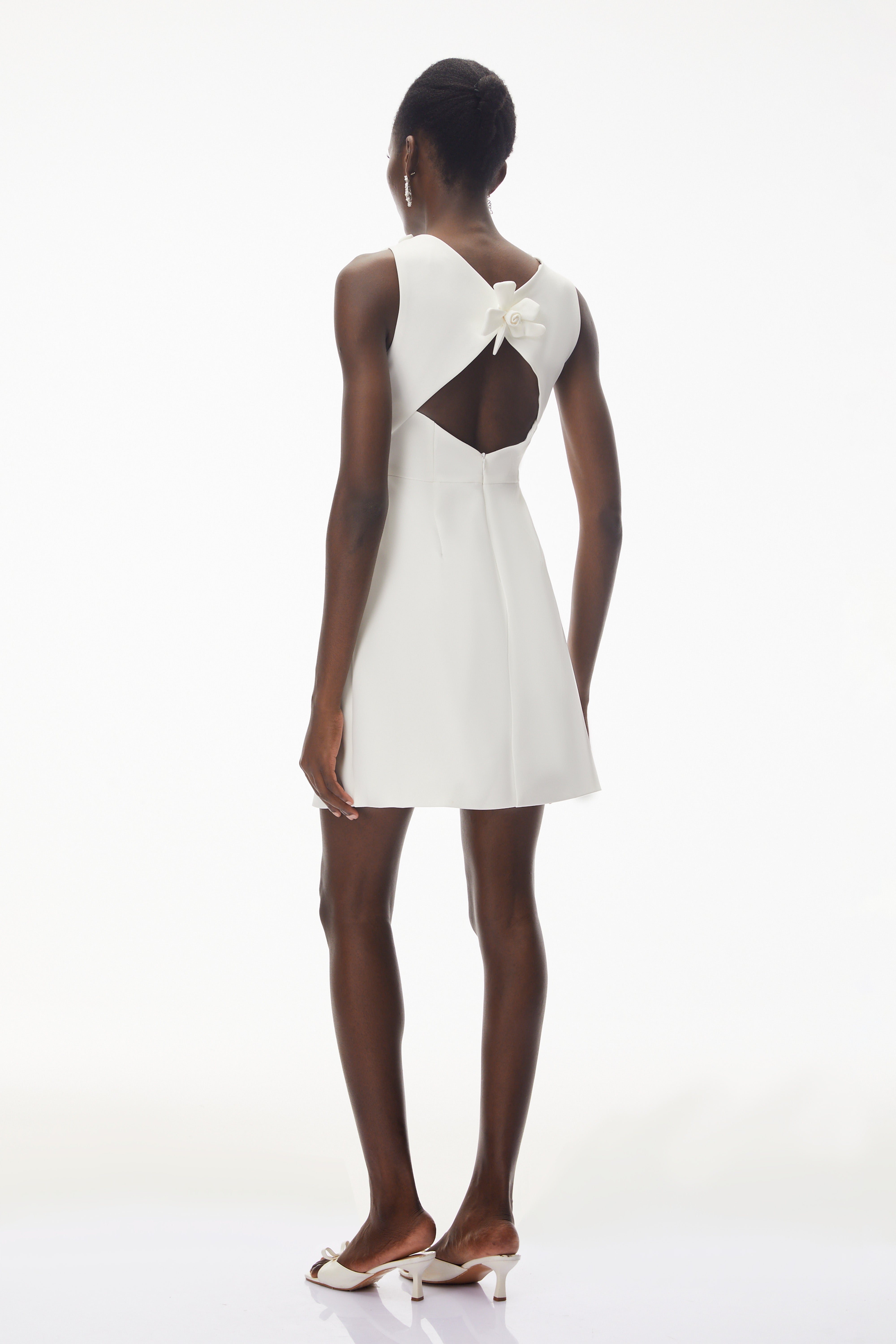 Orli White Mini Dress with 3D Petals