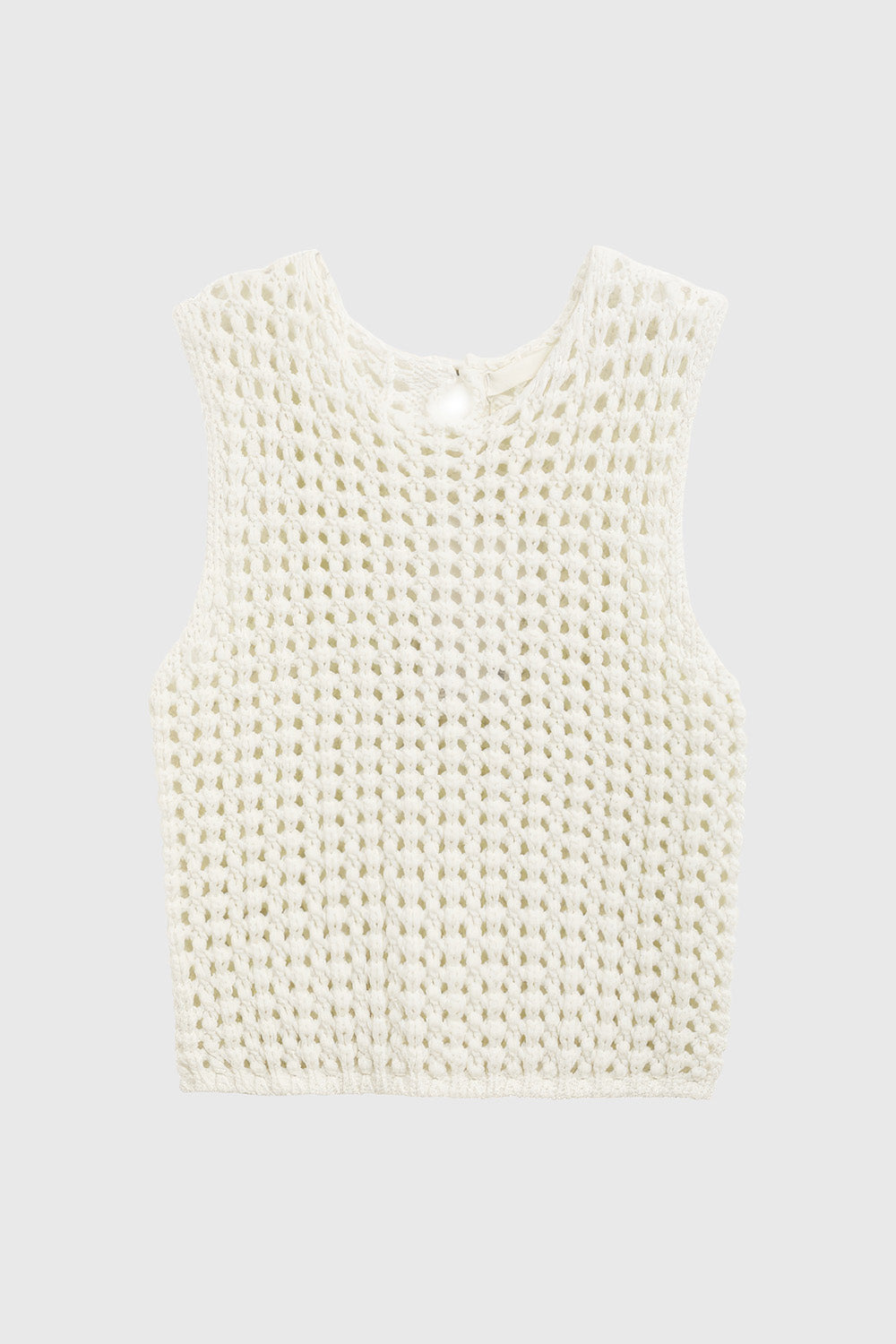 Open Knit Sleeveless Top - White