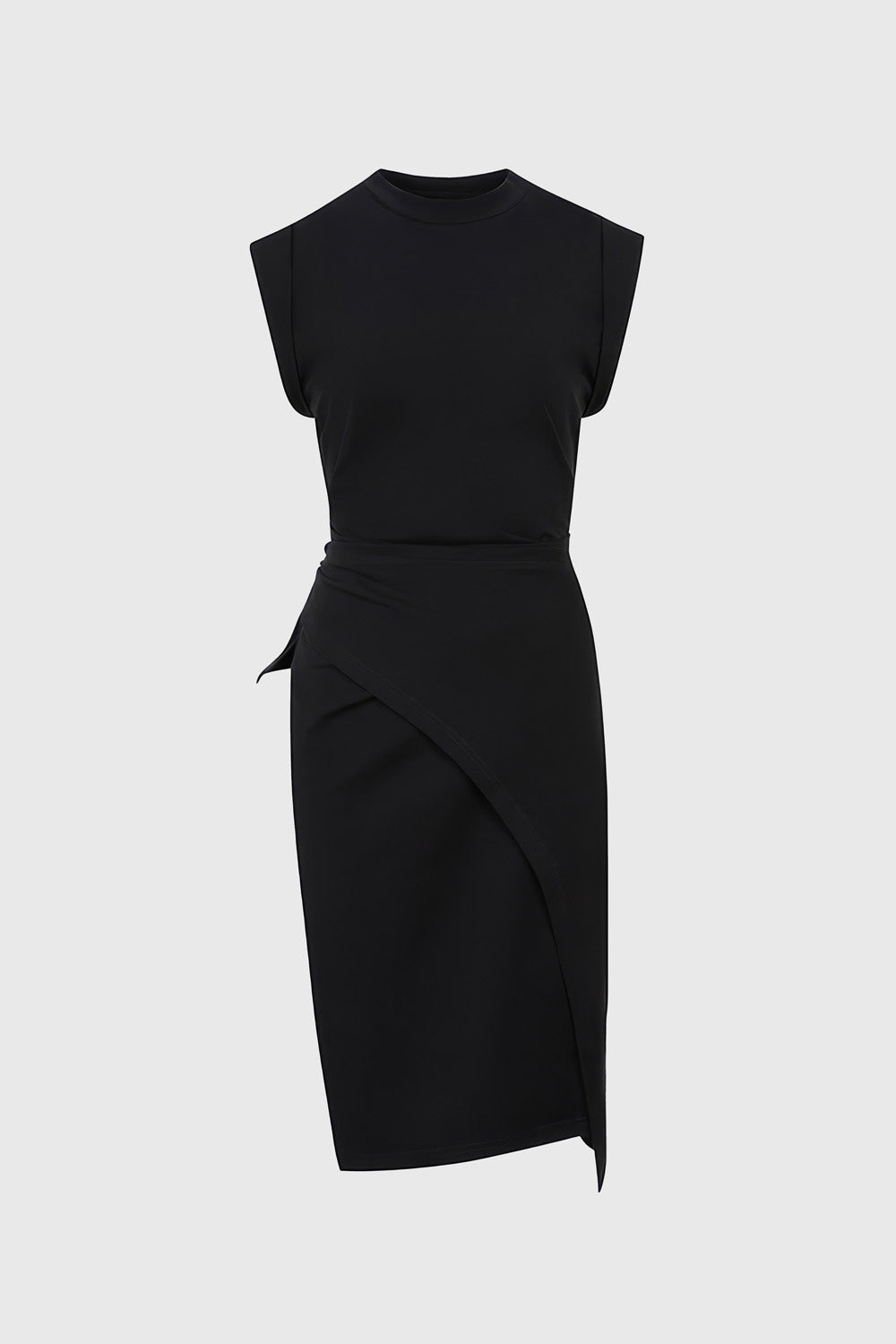 Knee Length Sleeveless Dress - Black