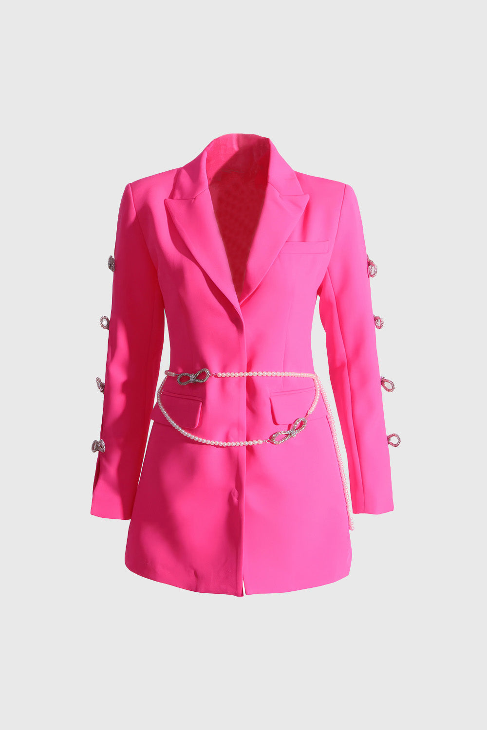 Blazer Dress with Sleeve Cuts - Fuchsia