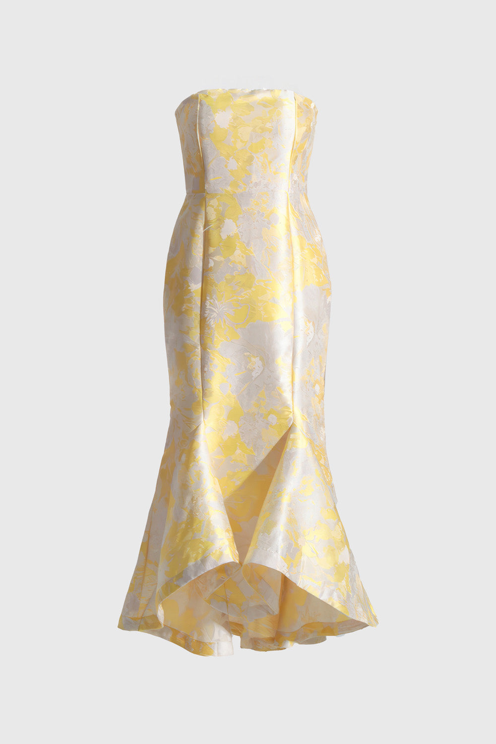 Bodycon Strapless Midi Dress - Yellow