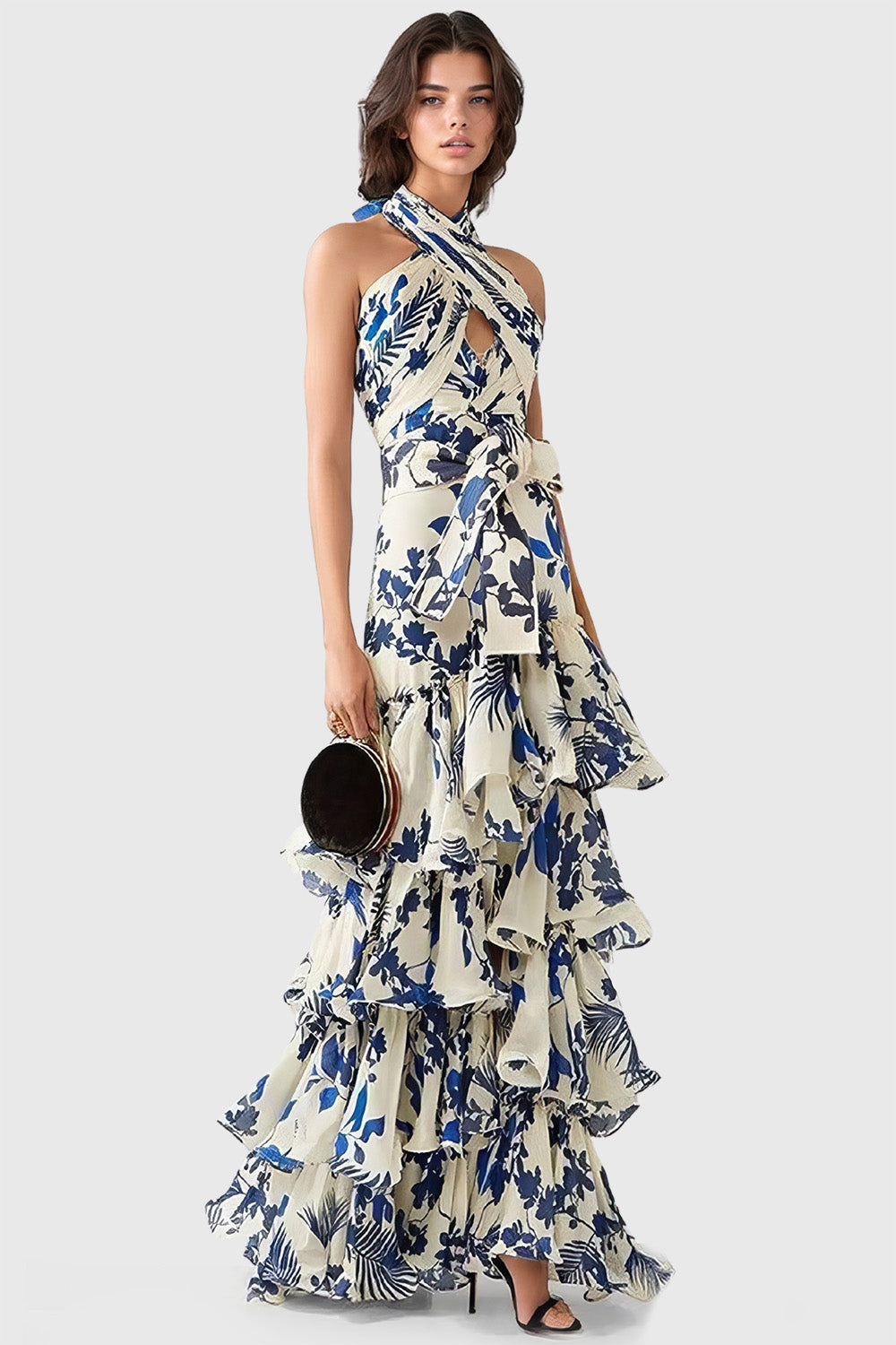 Ruffled Maxi Dress - Floral