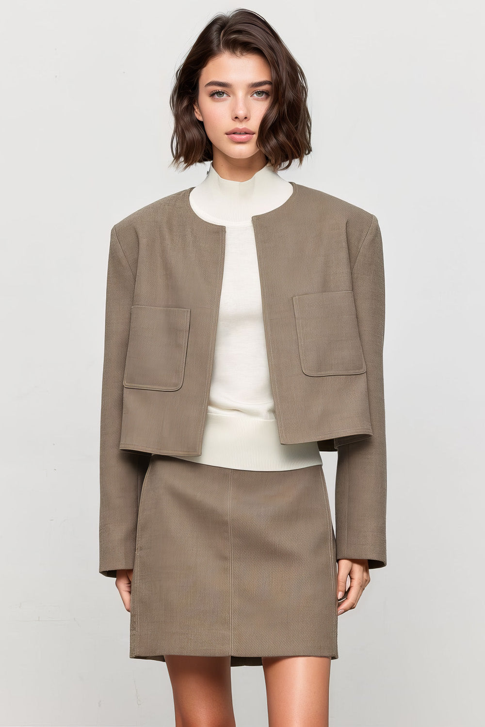 Minimalist Short Jacket - Brown