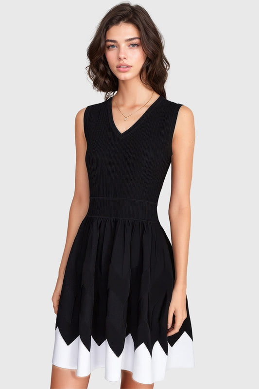 Contrast Dress - Black