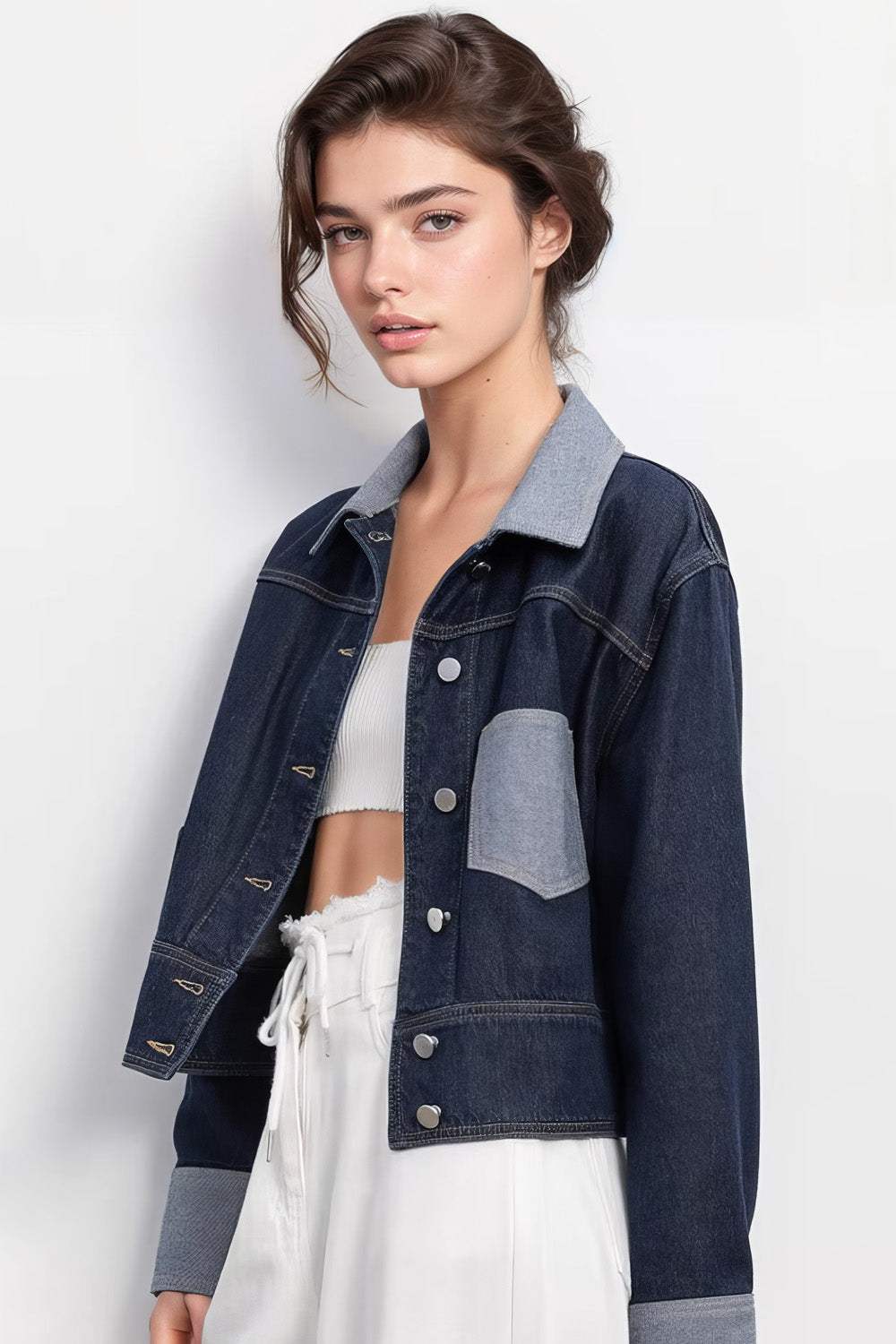 Short Denim Jacket - Dark Blue