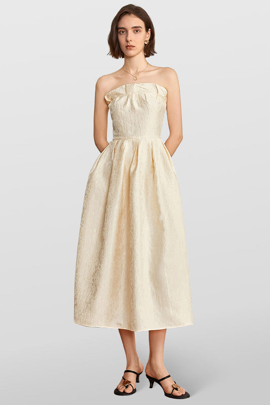 Maxi Strapless Dress - Beige