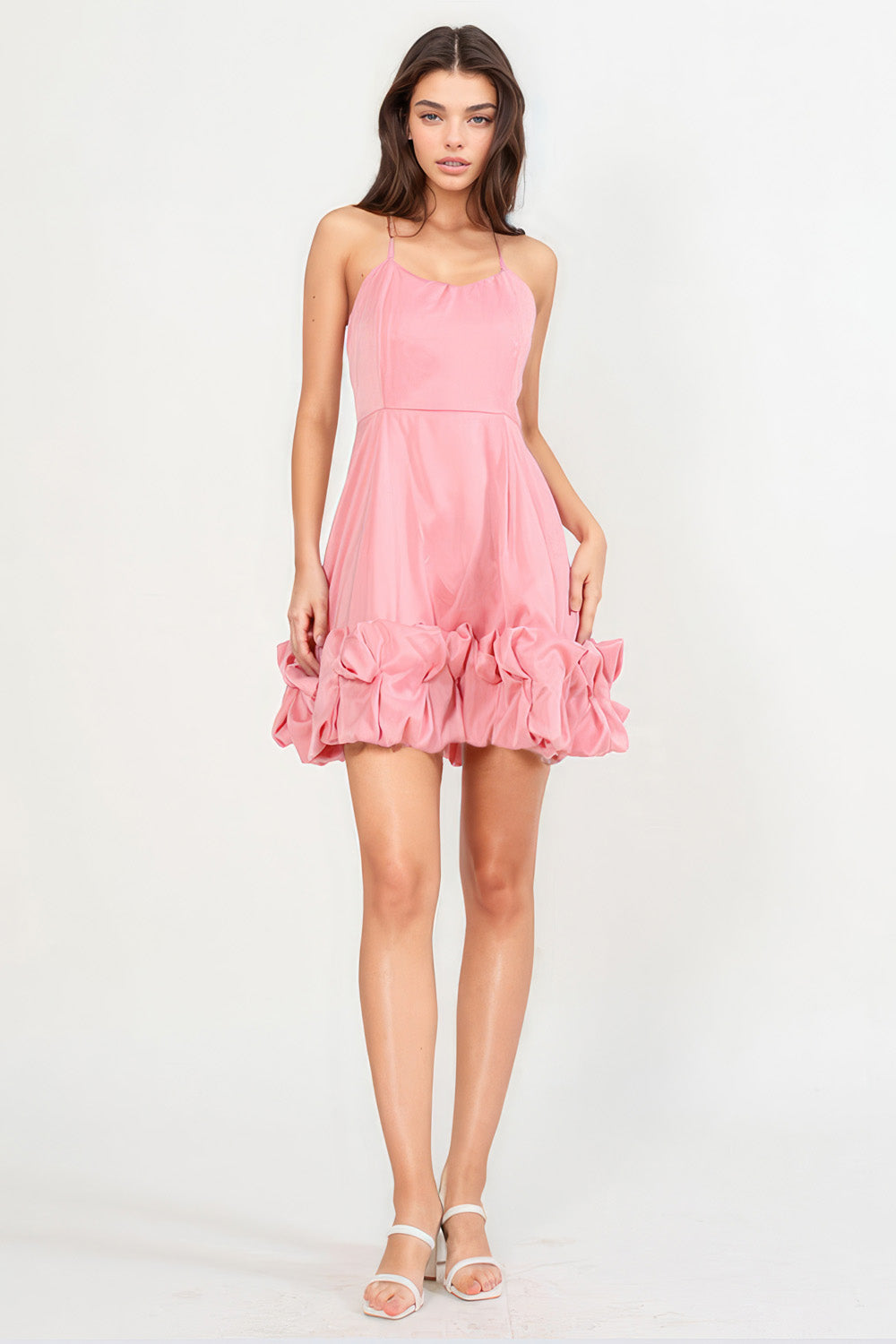 Mini Dress with Detail at Hem - Pink