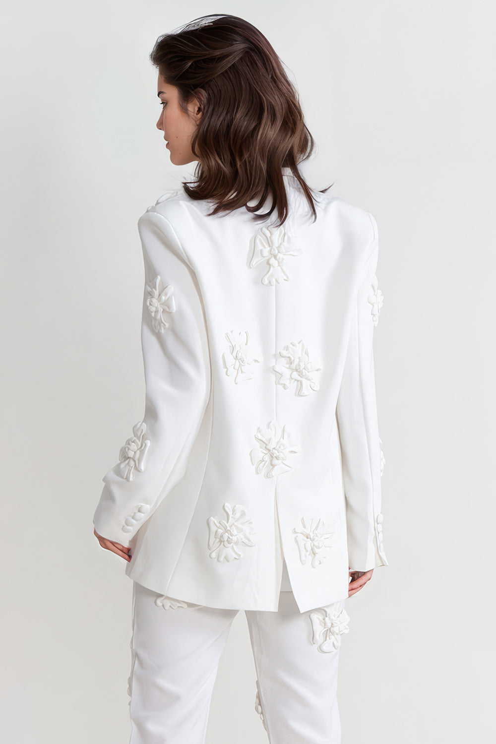 Blazer with Flowers - White