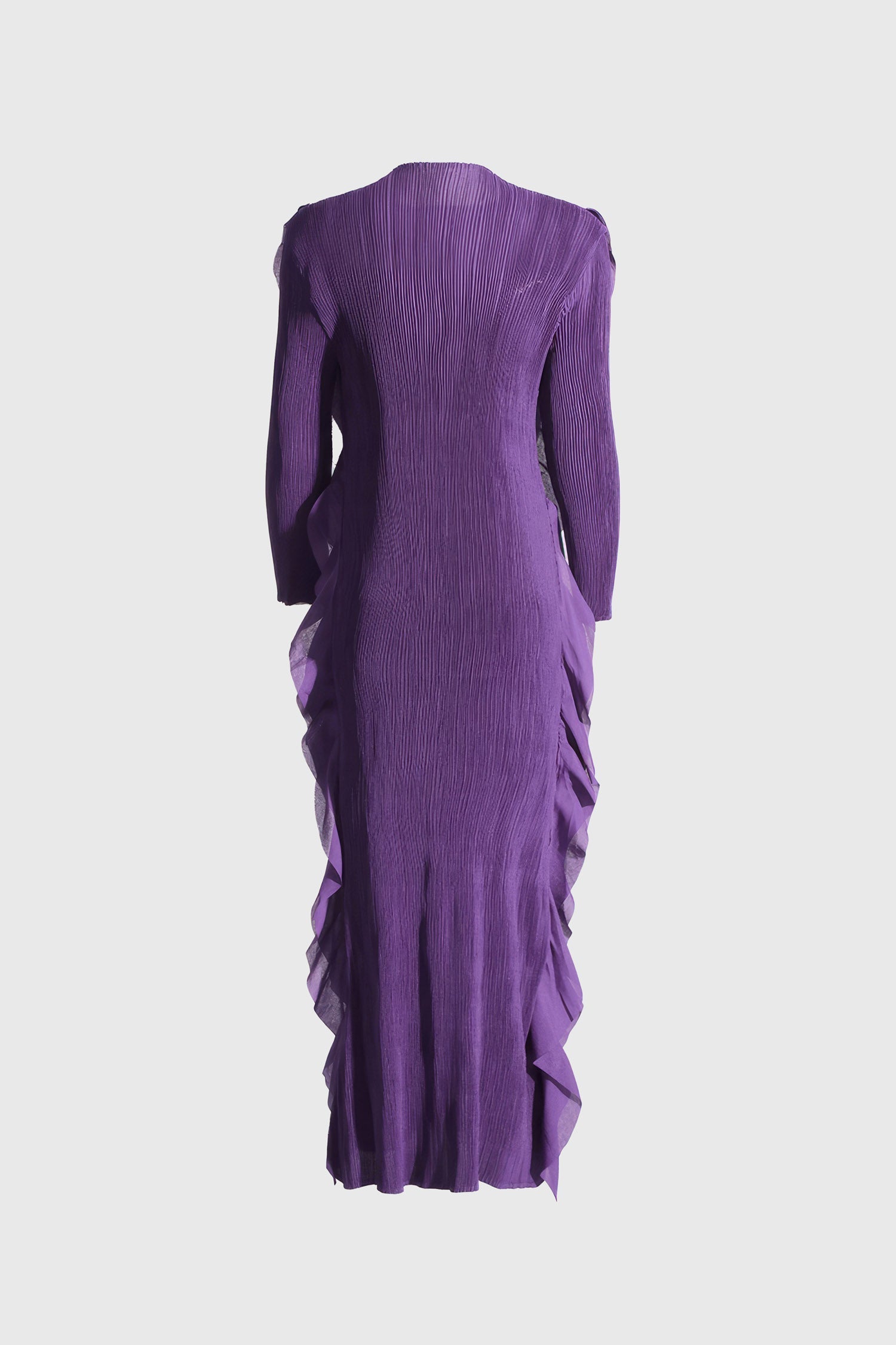 Long Sleeve Dress with Ruffles - Purple