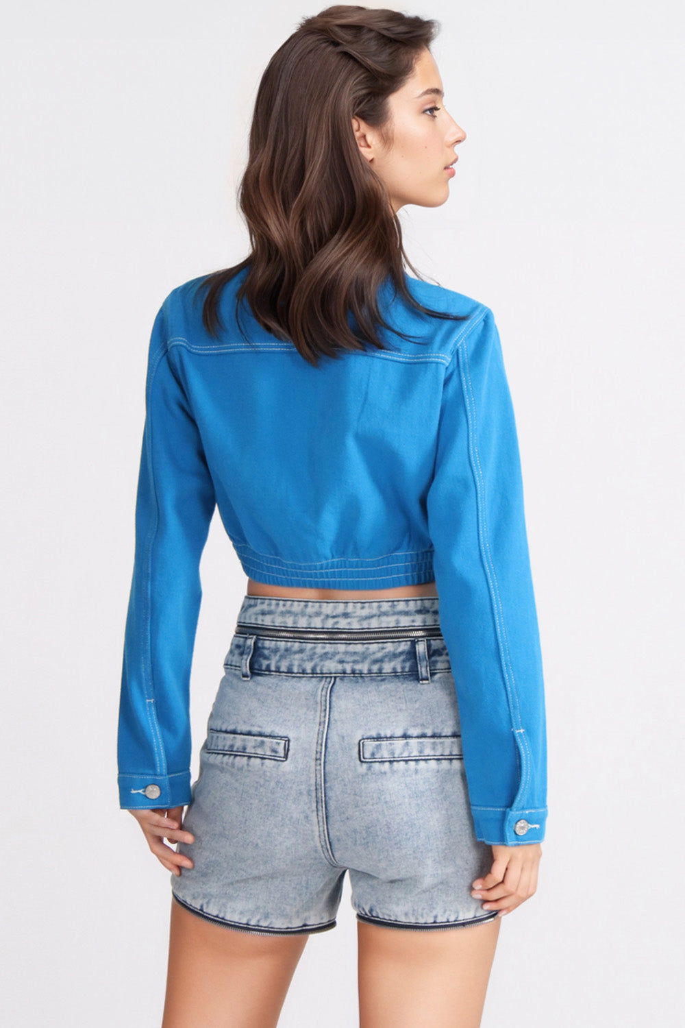 Short Jacket with Hooks - Blue