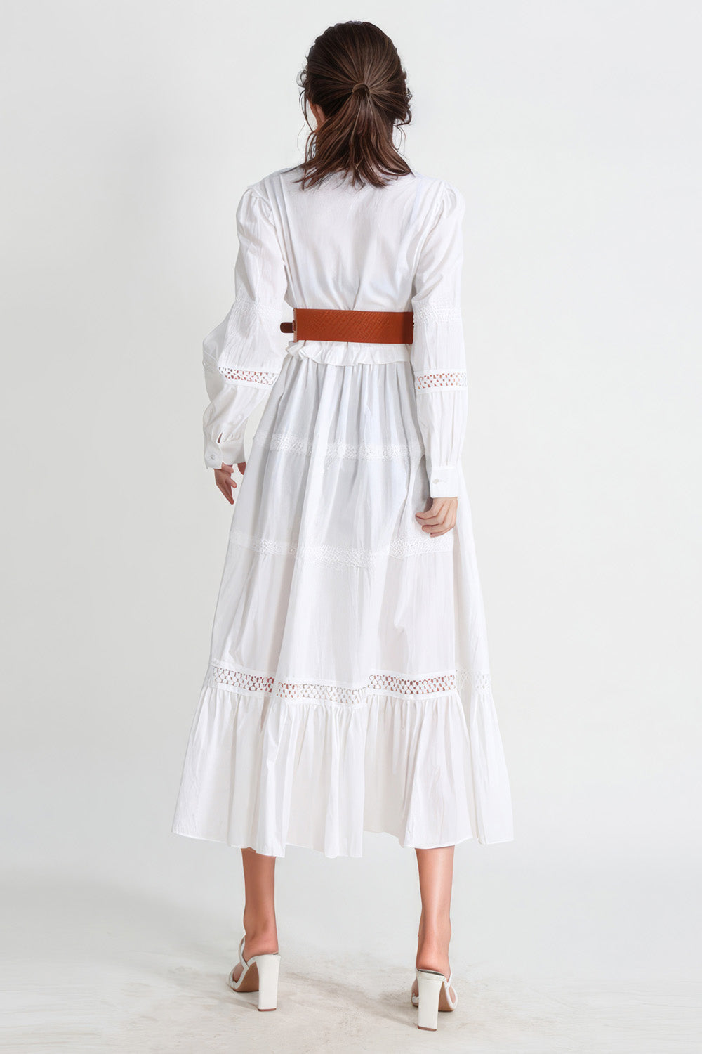 Maxi Dress with Ruffles - White