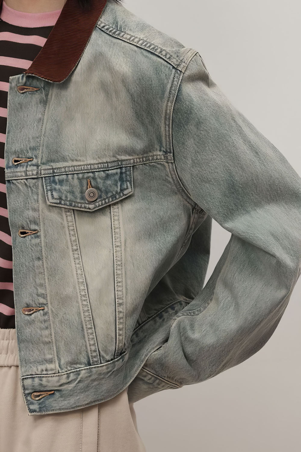 Vintage Short Denim Jacket - Blue