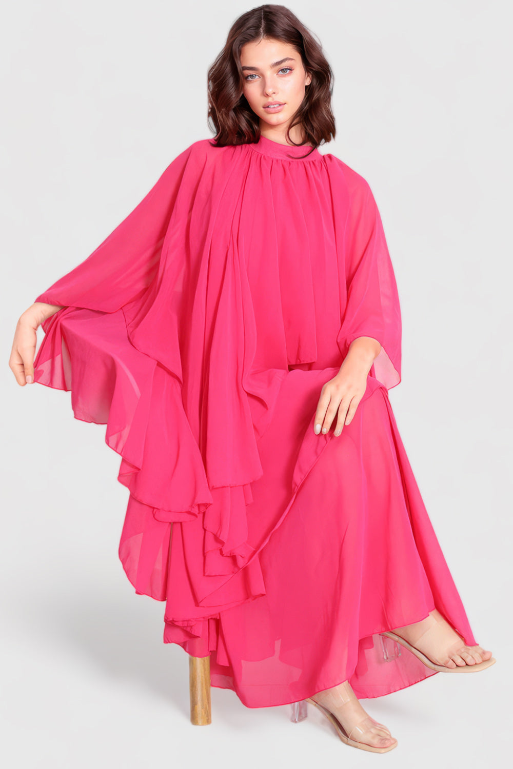 Boheme Ruffled Maxi Dress - Pink