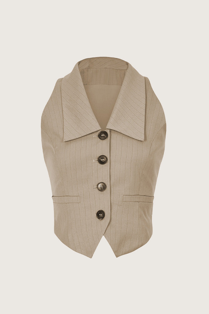Vest with Collar - Brown