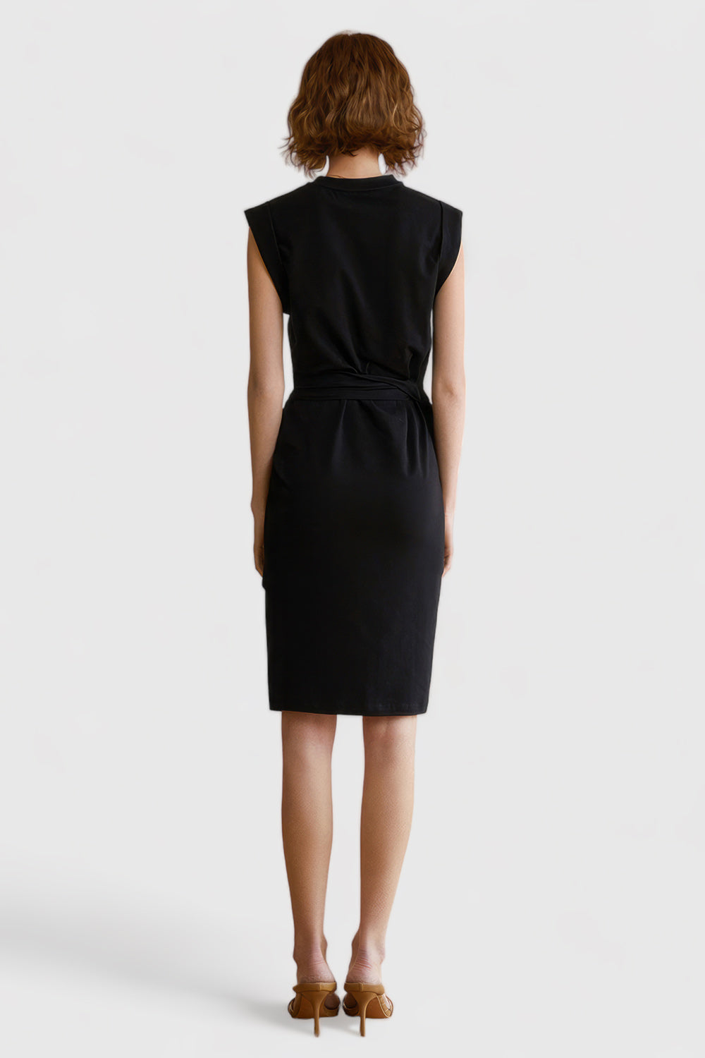 Knee Length Sleeveless Dress - Black