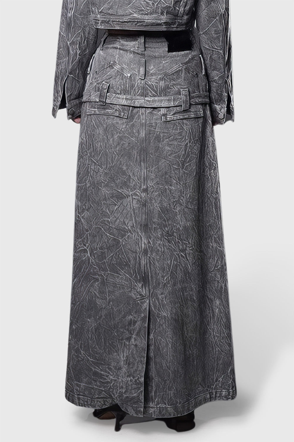 Maxi Skirt in Washed Denim - Grey