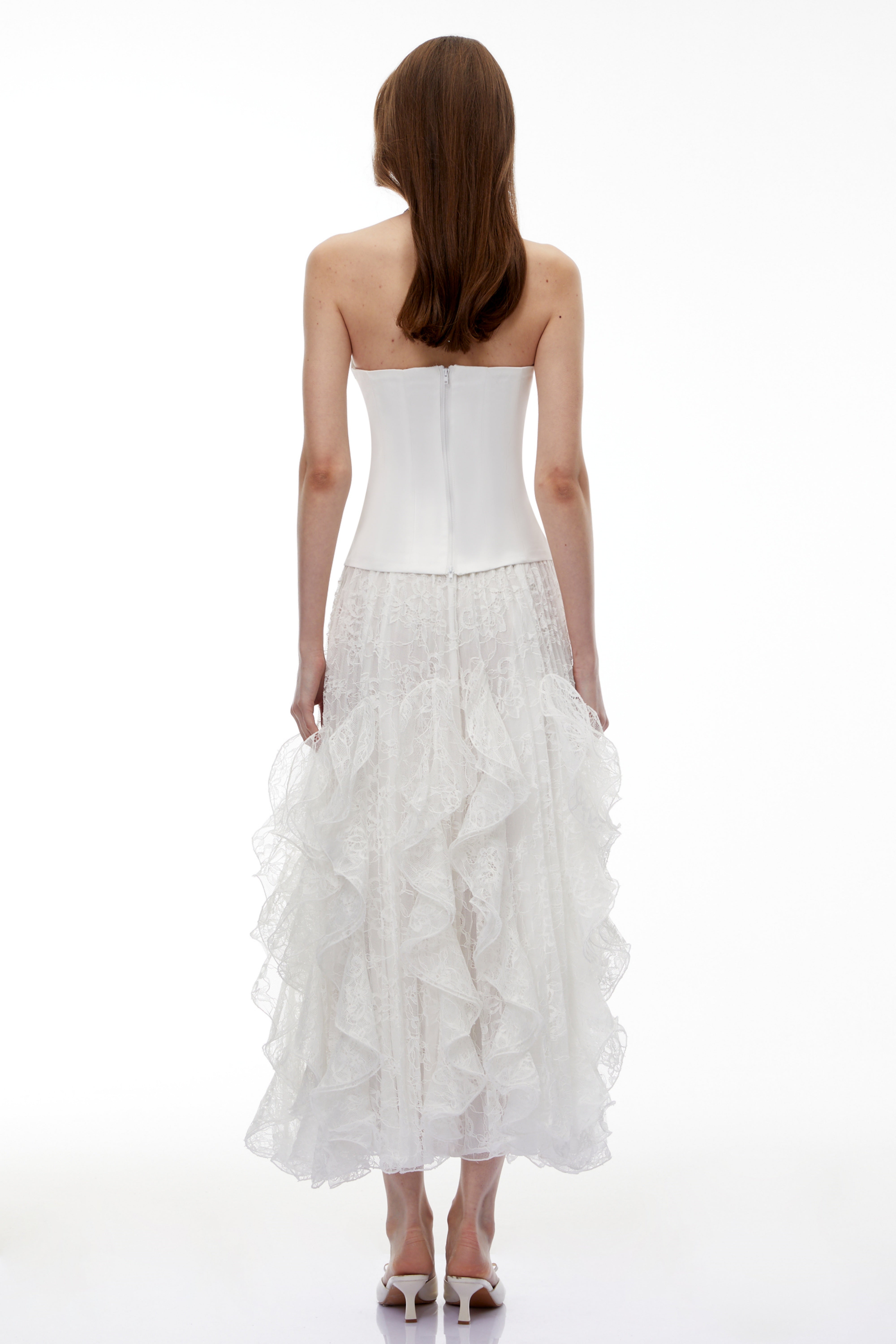 Pantea White Glossy Bustier Top