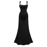 Paulette Black Ruched Corset Maxi Dress