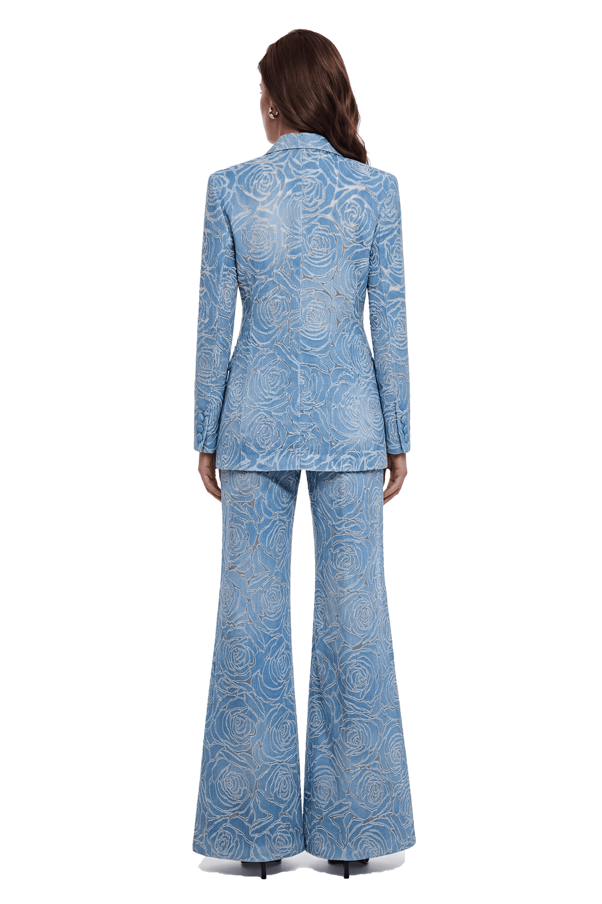 penelope blue embroidered jacket & trouser set