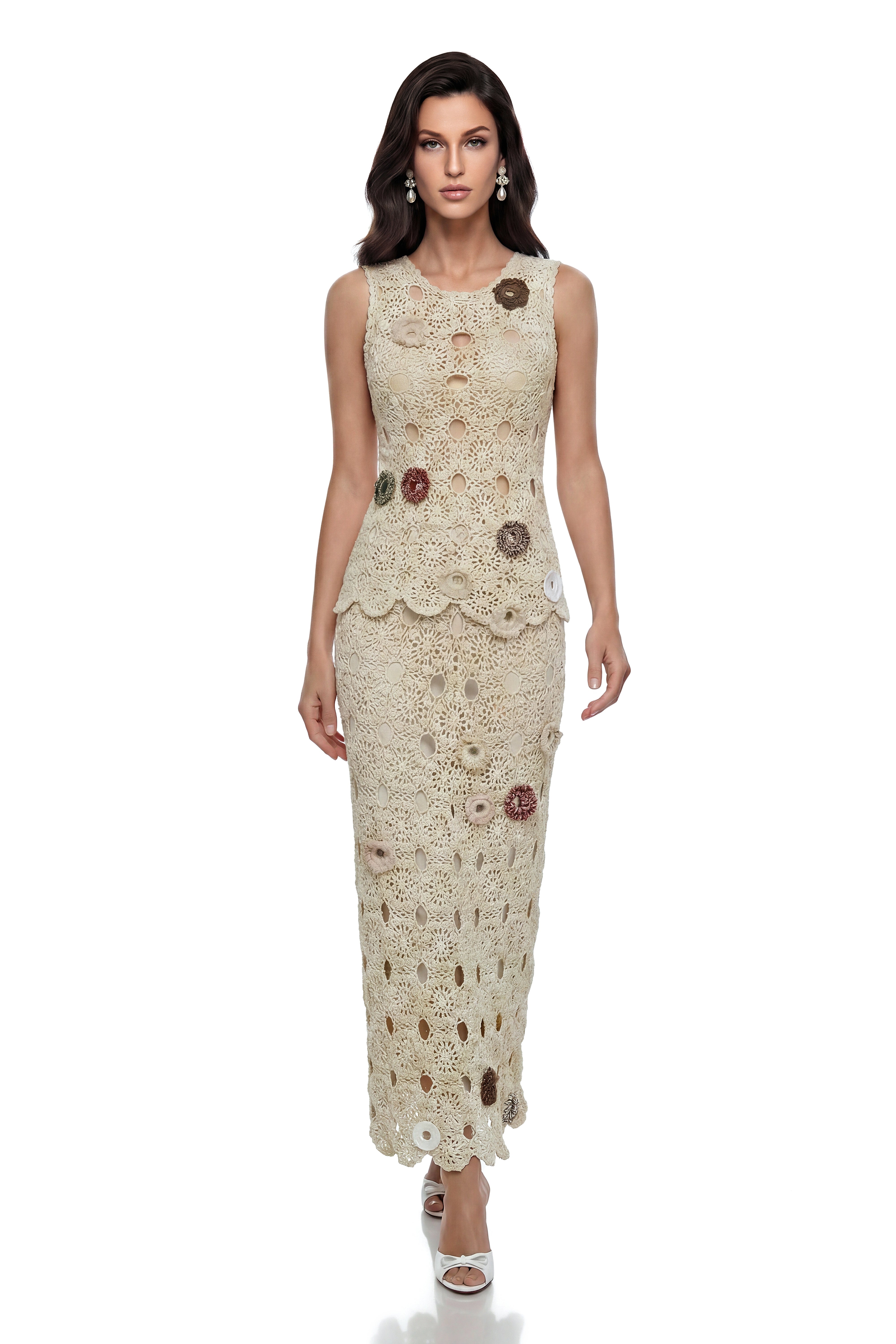 Persephone Green Cut-Out Knit Top & Skirt Set