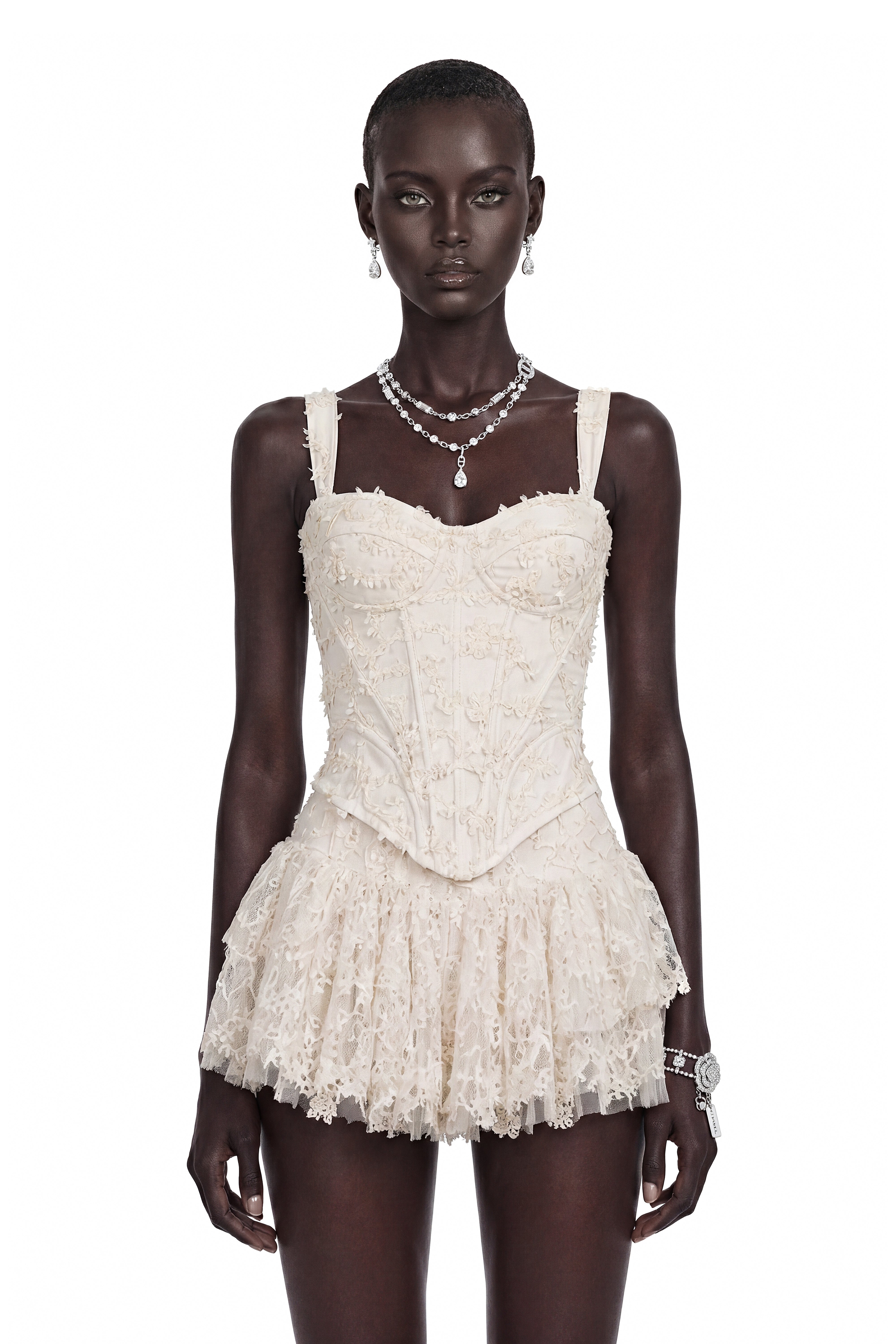 Phaedra Cream Corset Top with 3D Florals