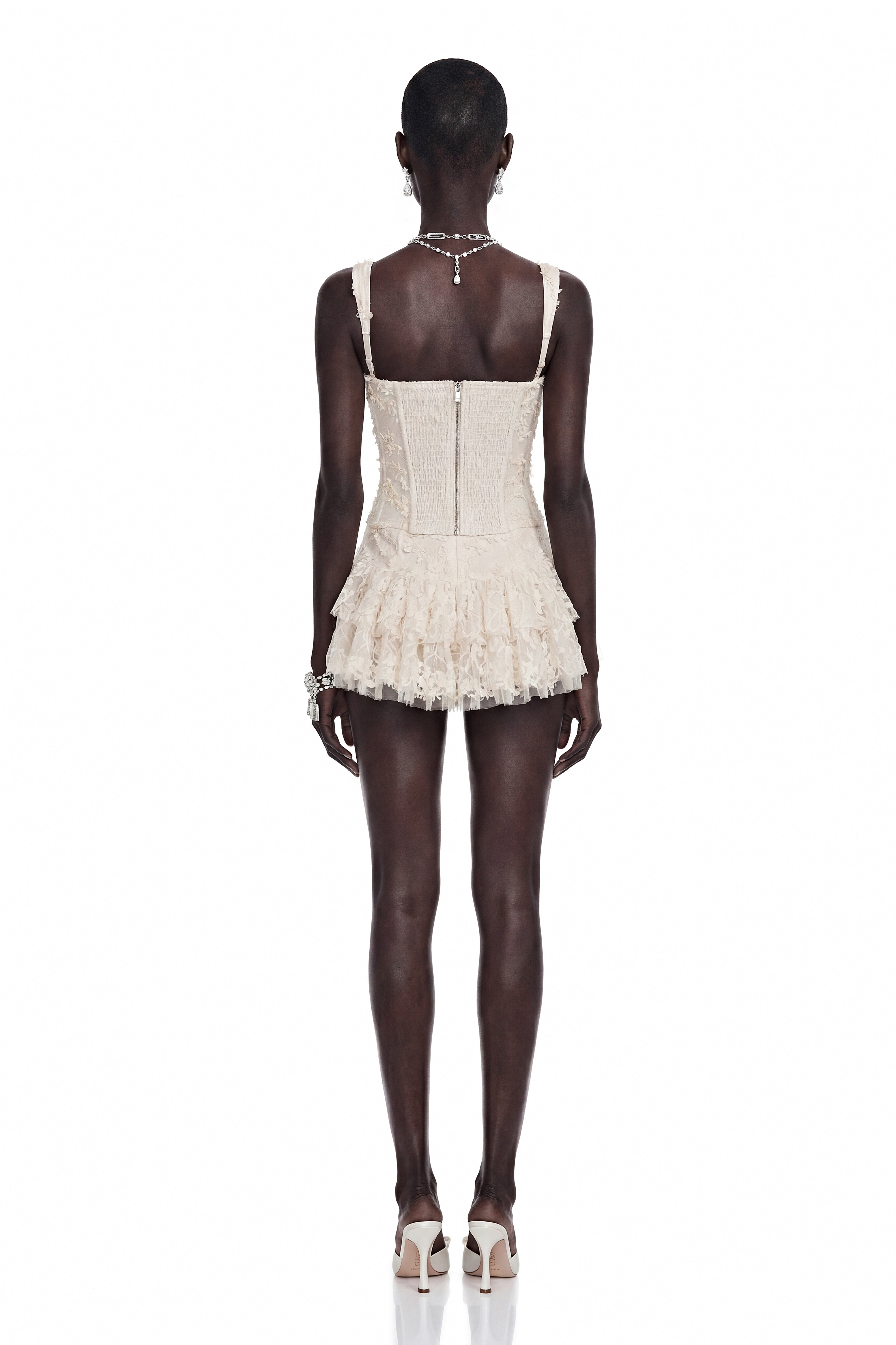 Phaedra Cream Corset Top with 3D Florals
