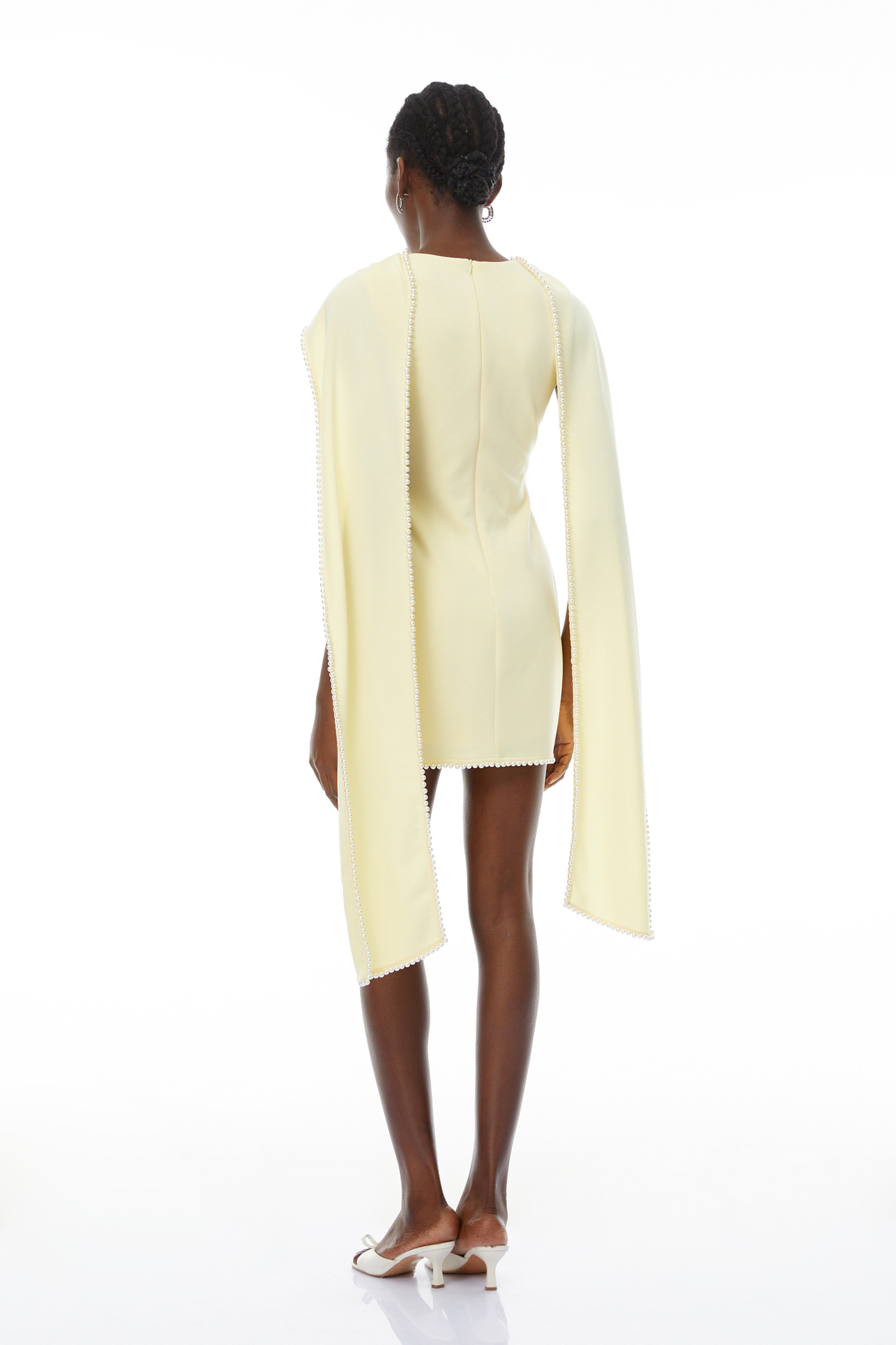 Piroska Yellow Sleeveless Pearl Trim Mini Dress (Final Sale-US Only)