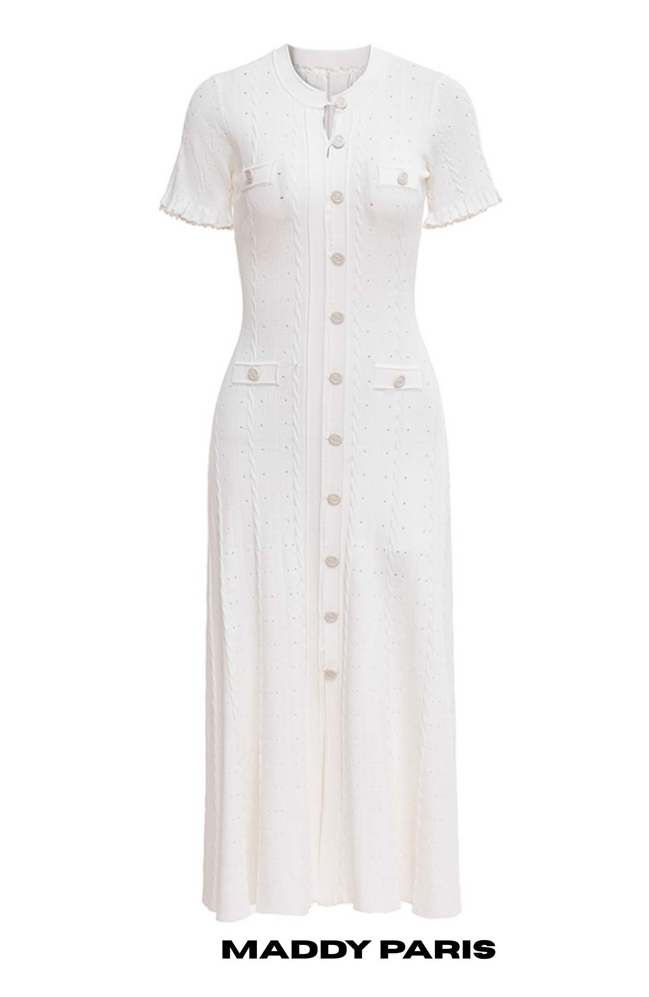 New Season  SANDRO ribbed-knit midi dress - White