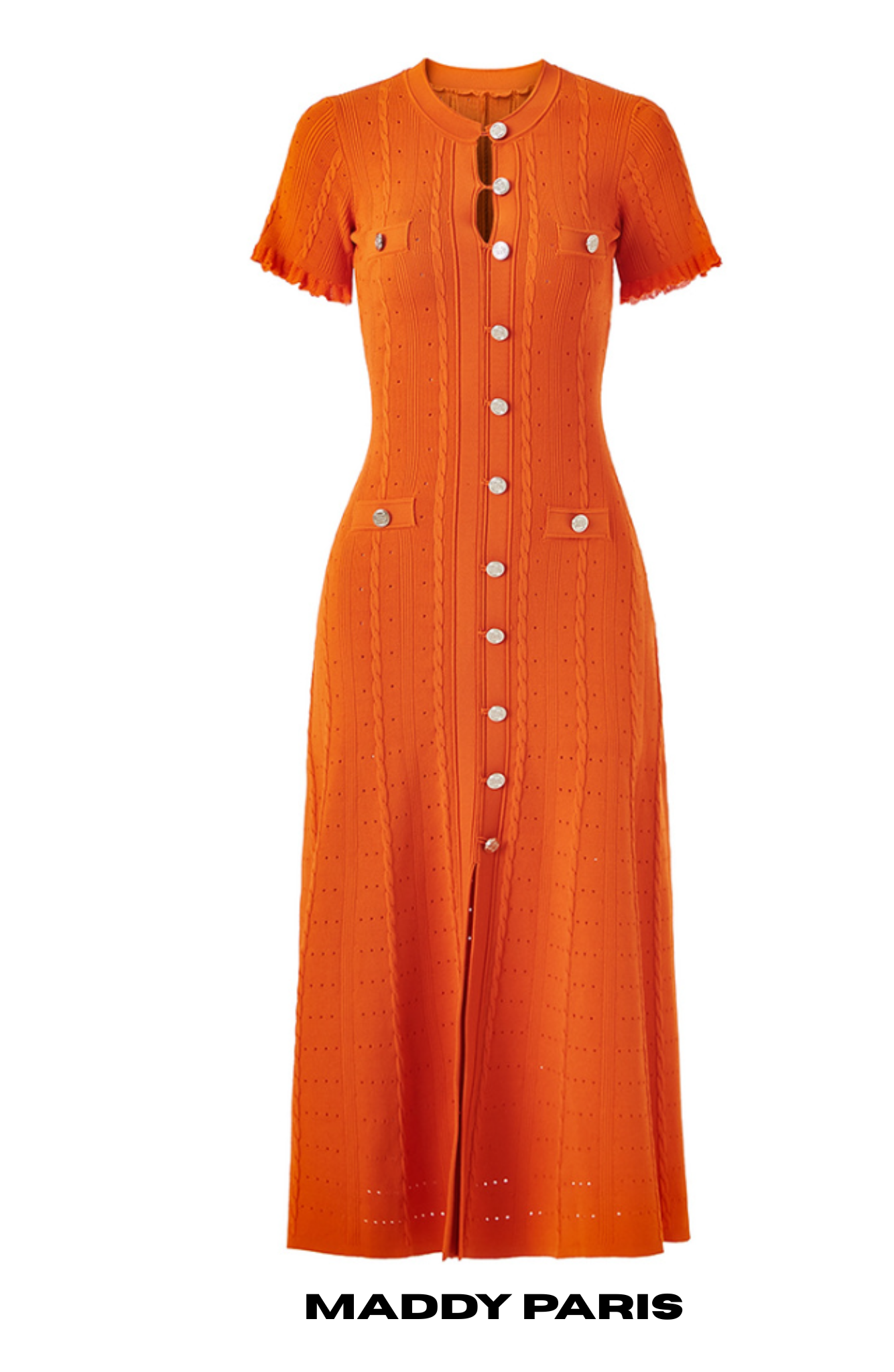 SANDRO ROMA KNIT MIDI DRESS - ORANGE