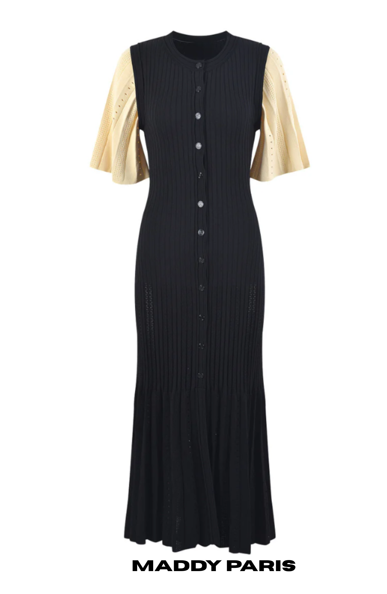 Sandro  Long two tone Tricot midi dress - Black