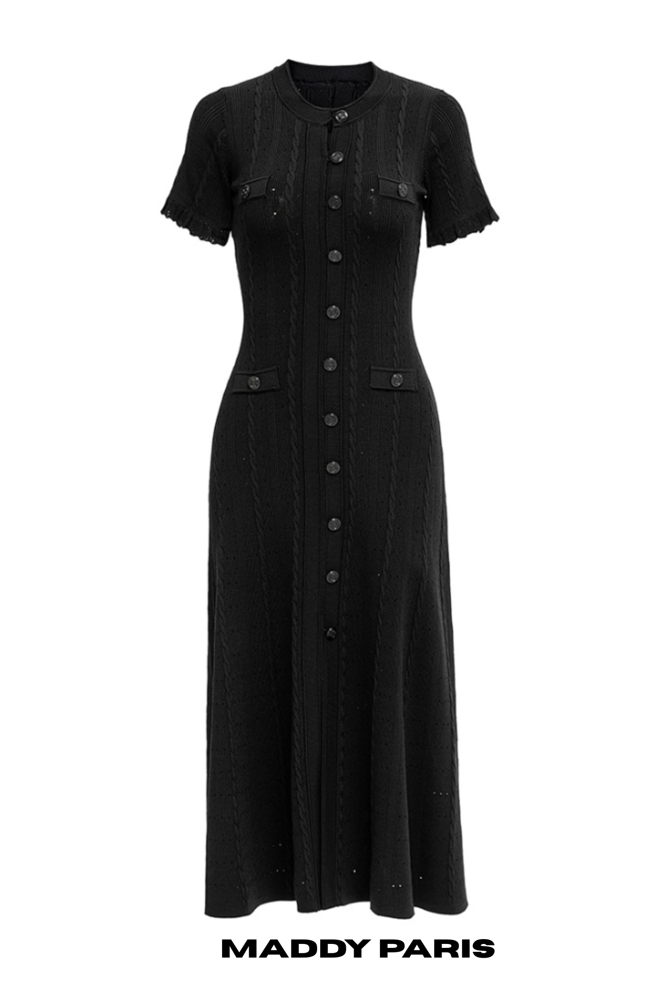 SANDRO GISELLE CREPE MIDI DRESS - BLACK