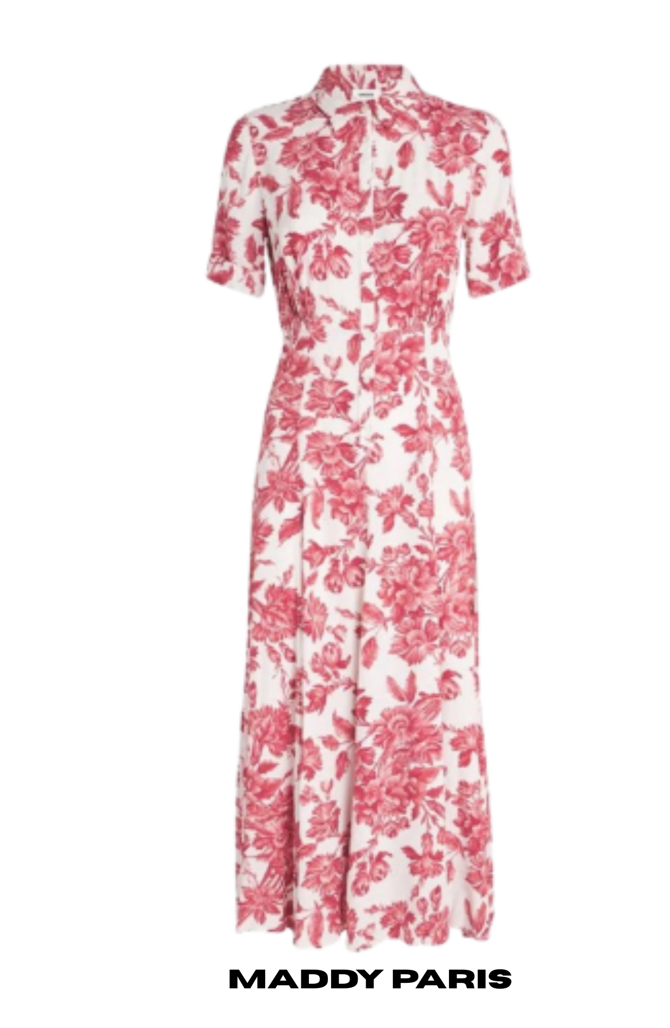 SANDRO JOSEPHINA FLORAL-PRINT MIDI DRESS IN VISCOSE  - RED
