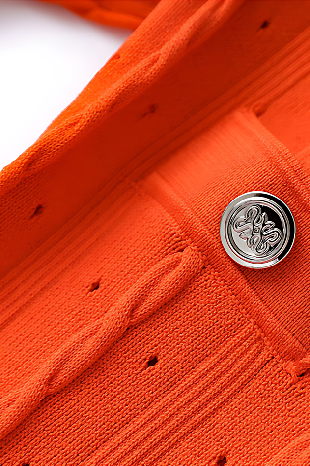 SANDRO ROMA KNIT MIDI DRESS - ORANGE