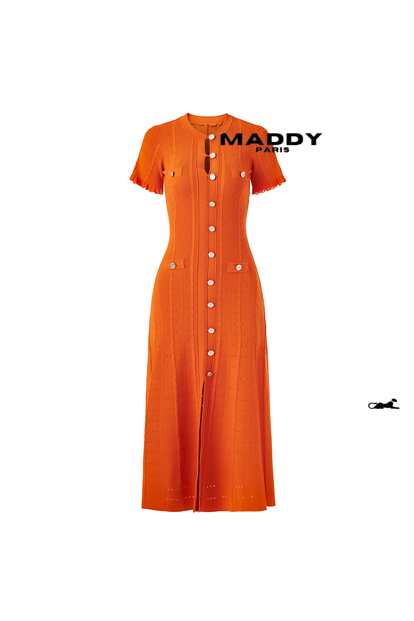 SANDRO ROMA KNIT MIDI DRESS - ORANGE