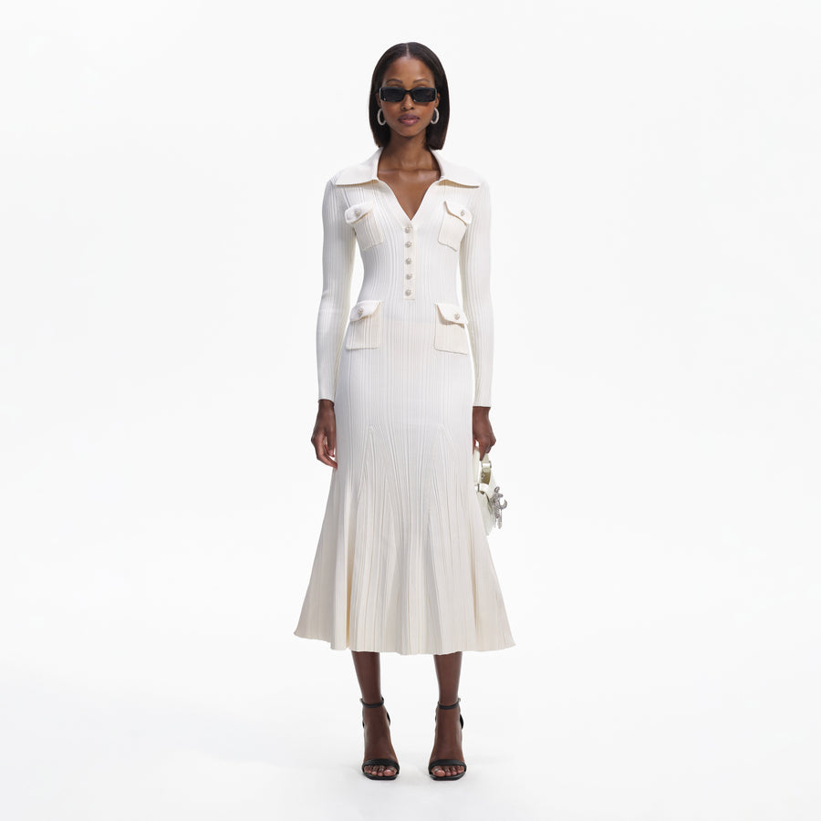 Cream Knit Midi Dress
