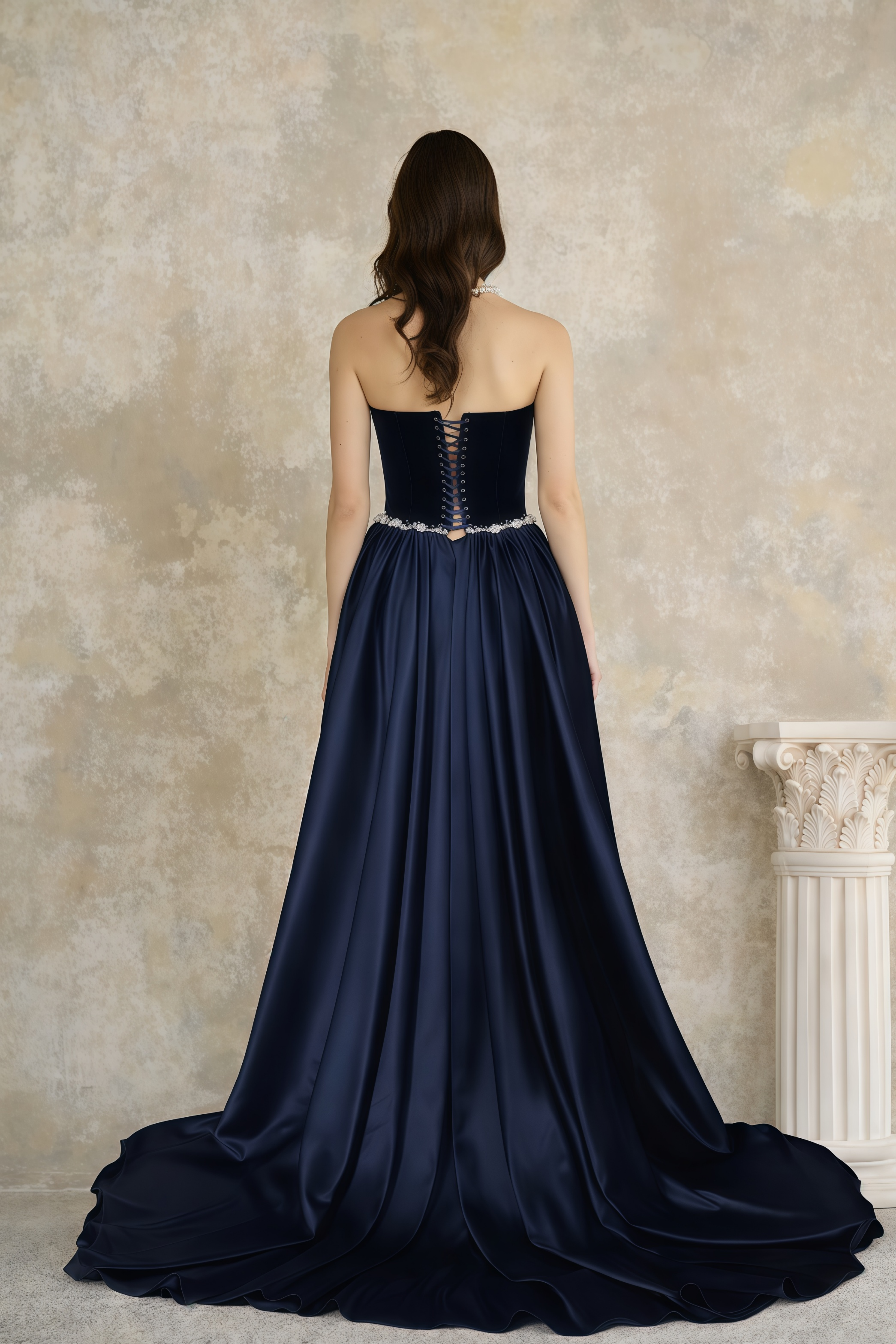 Raffaella Sapphire Pearl Trim Maxi Gown (Final Sale-US Only)
