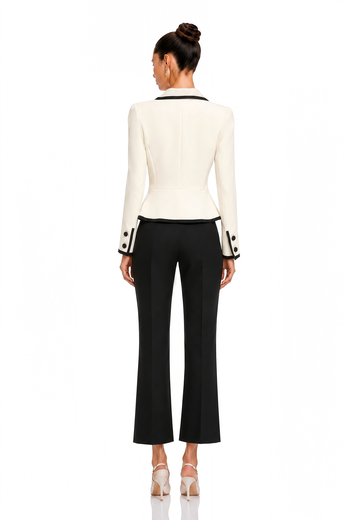 raina ivory contrast bow collar cropped blazer
